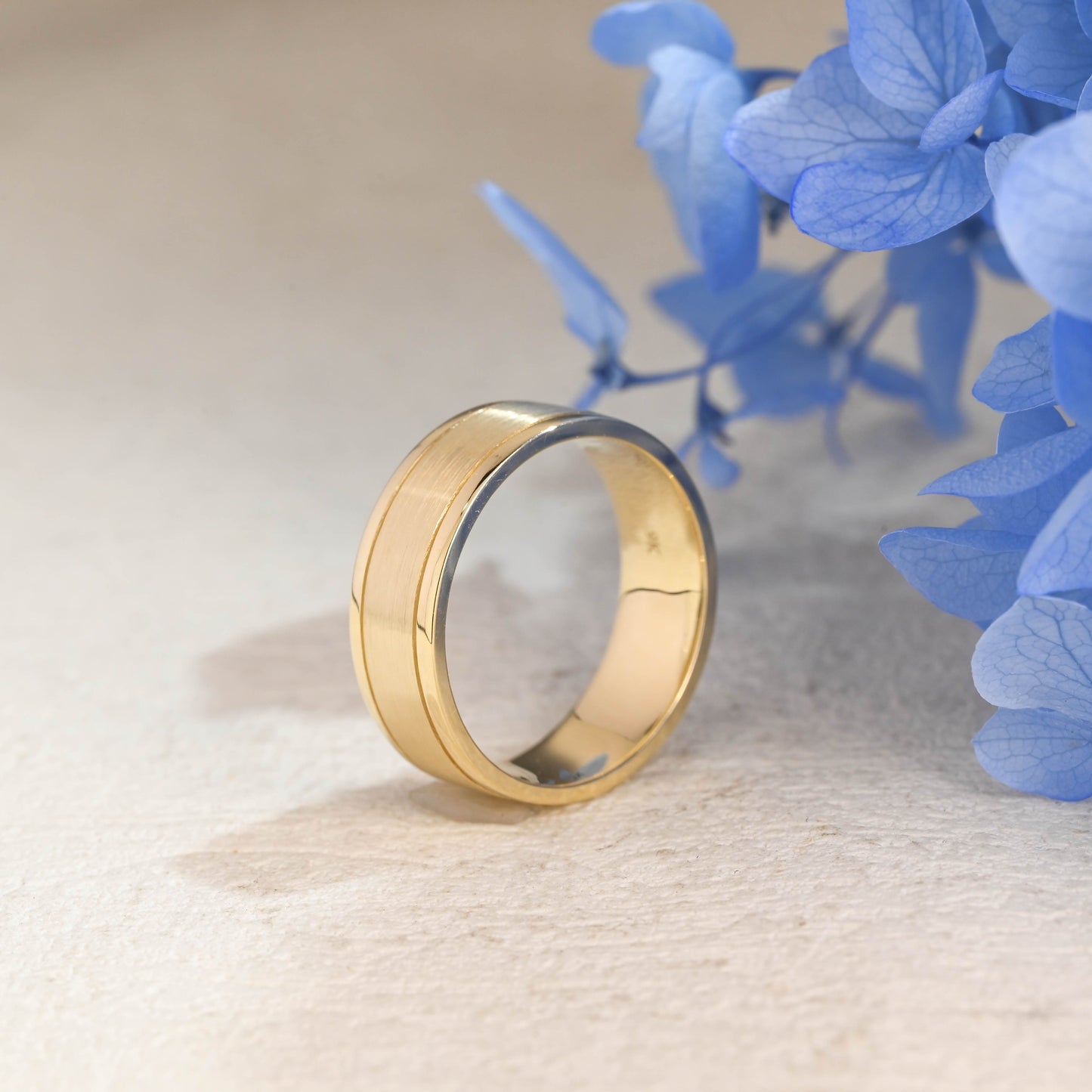 CausYou men's wedding ring CausYou Solid Gold 7mm Brushed Wedding Band