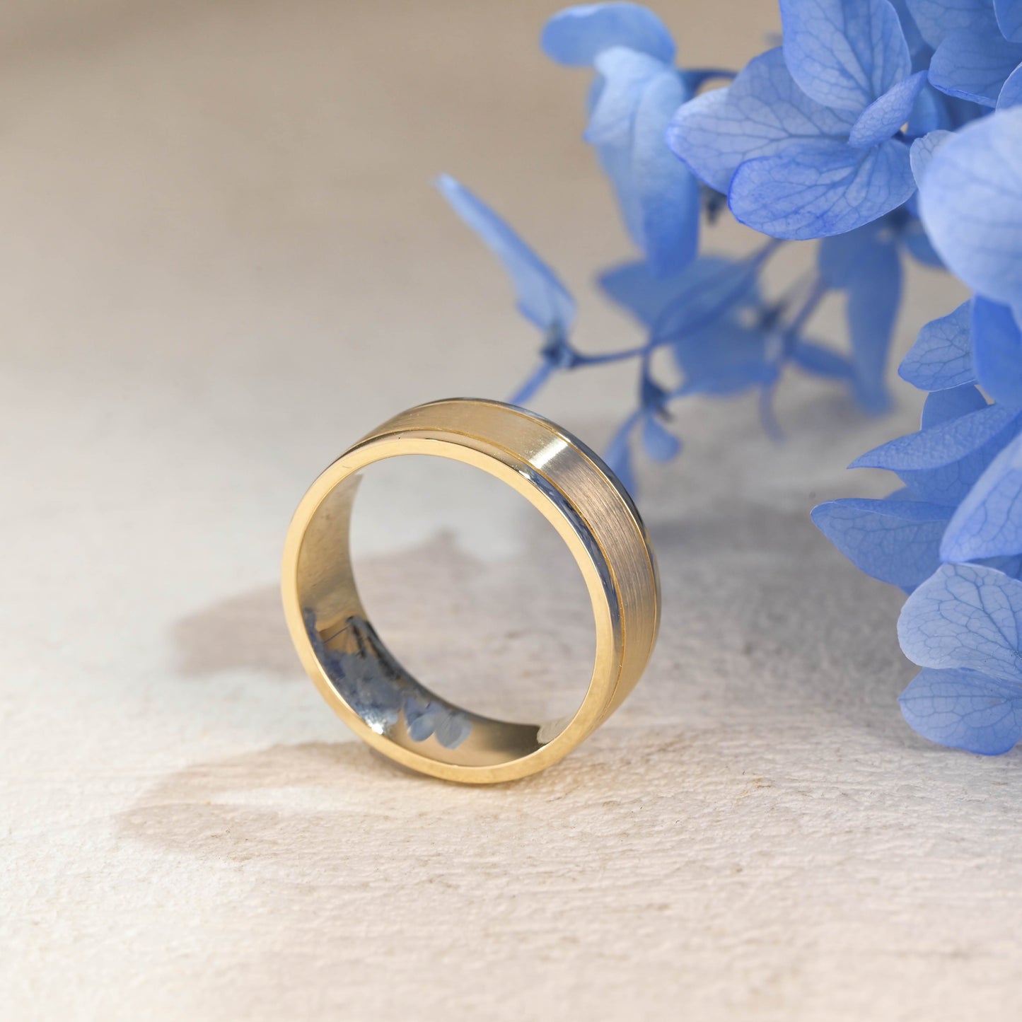 CausYou men's wedding ring CausYou Solid Gold 7mm Brushed Wedding Band