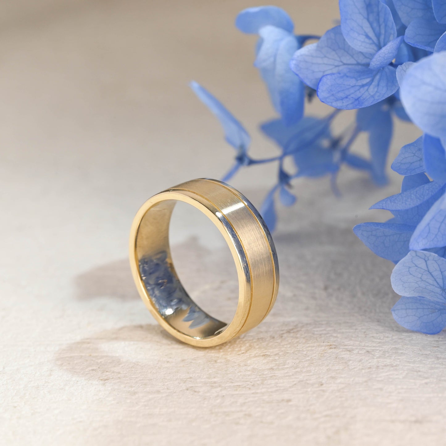CausYou men's wedding ring CausYou Solid Gold 7mm Brushed Wedding Band