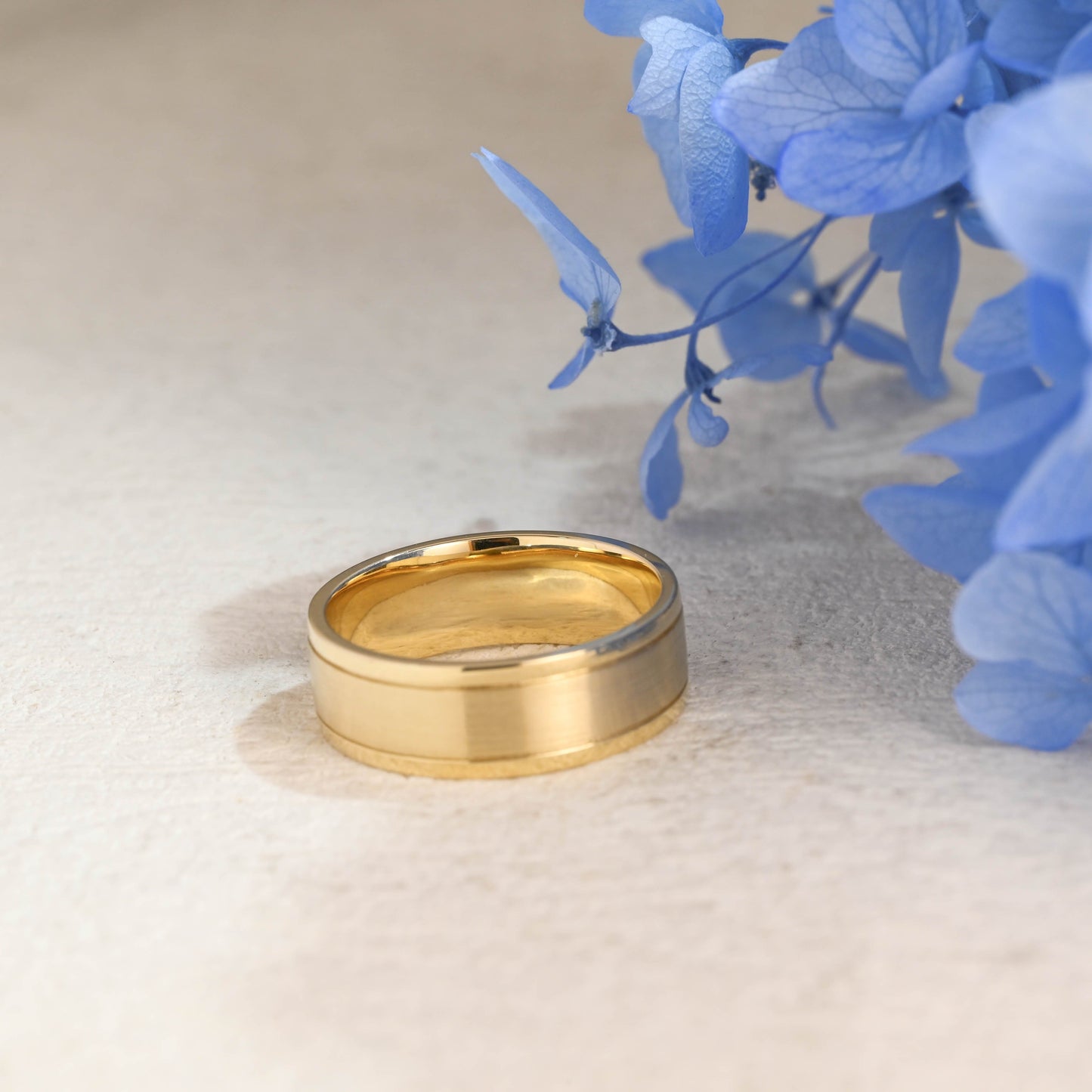 CausYou men's wedding ring CausYou Solid Gold 7mm Brushed Wedding Band