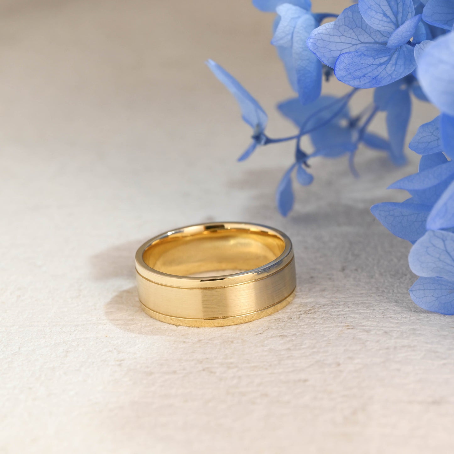 CausYou men's wedding ring CausYou Solid Gold 7mm Brushed Wedding Band