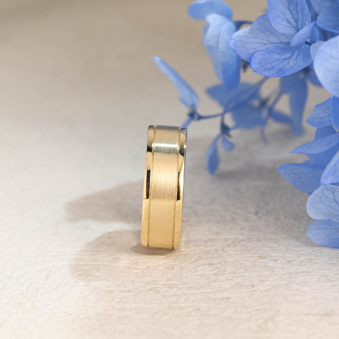 CausYou men's wedding ring CausYou Solid Gold 7mm Brushed Wedding Band