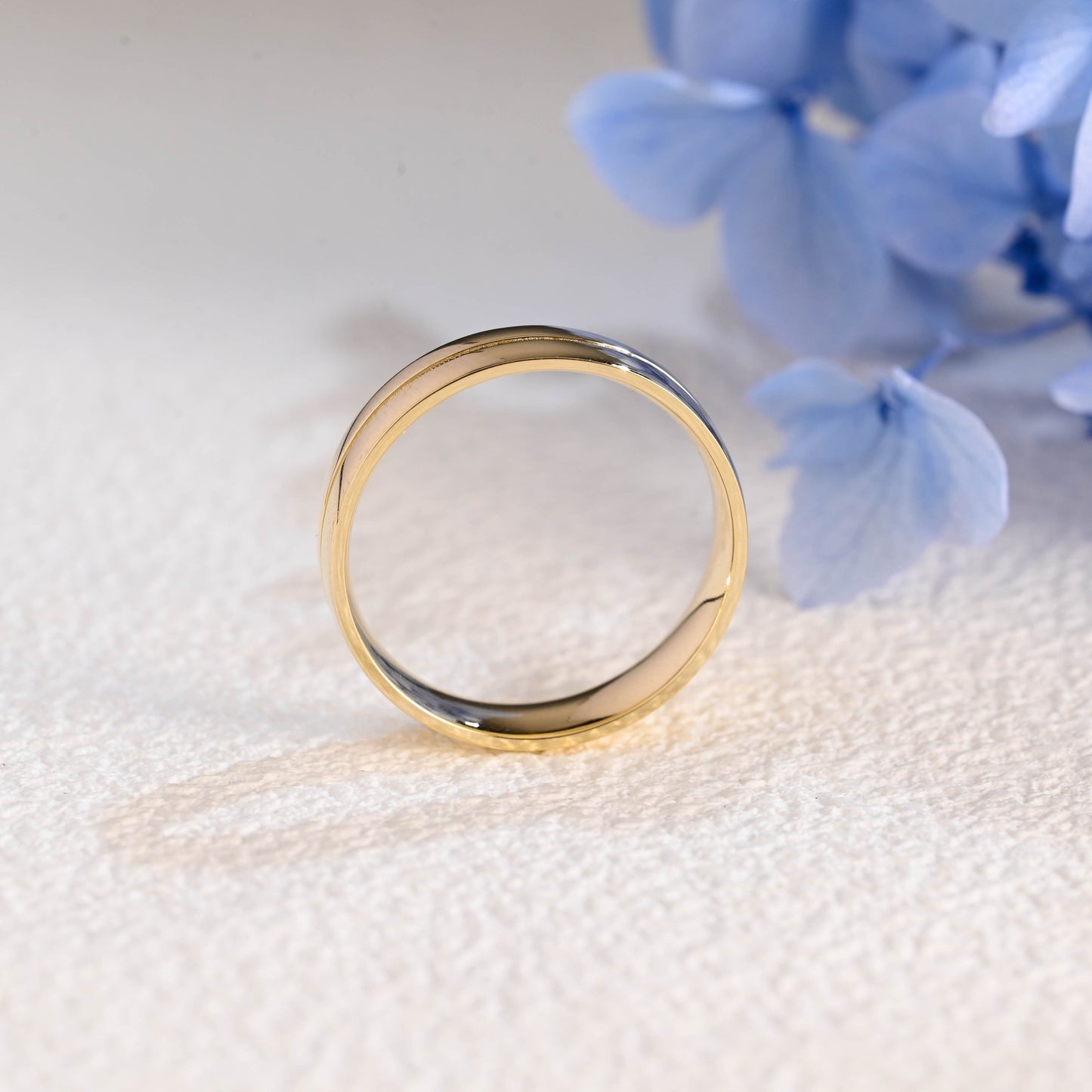 CausYou men's wedding ring Solid Gold 5mm Comfort Fit Polish Wedding Band