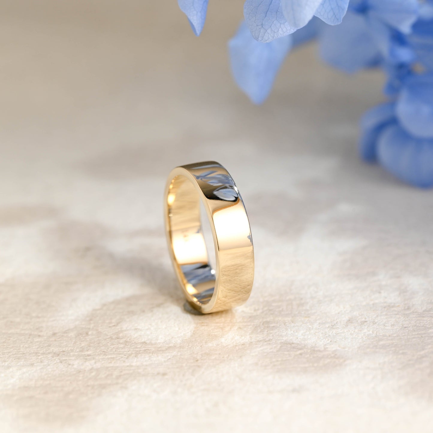 CausYou men's wedding ring Solid Gold 5mm Plain Comfort Fit Band Unisex Ring