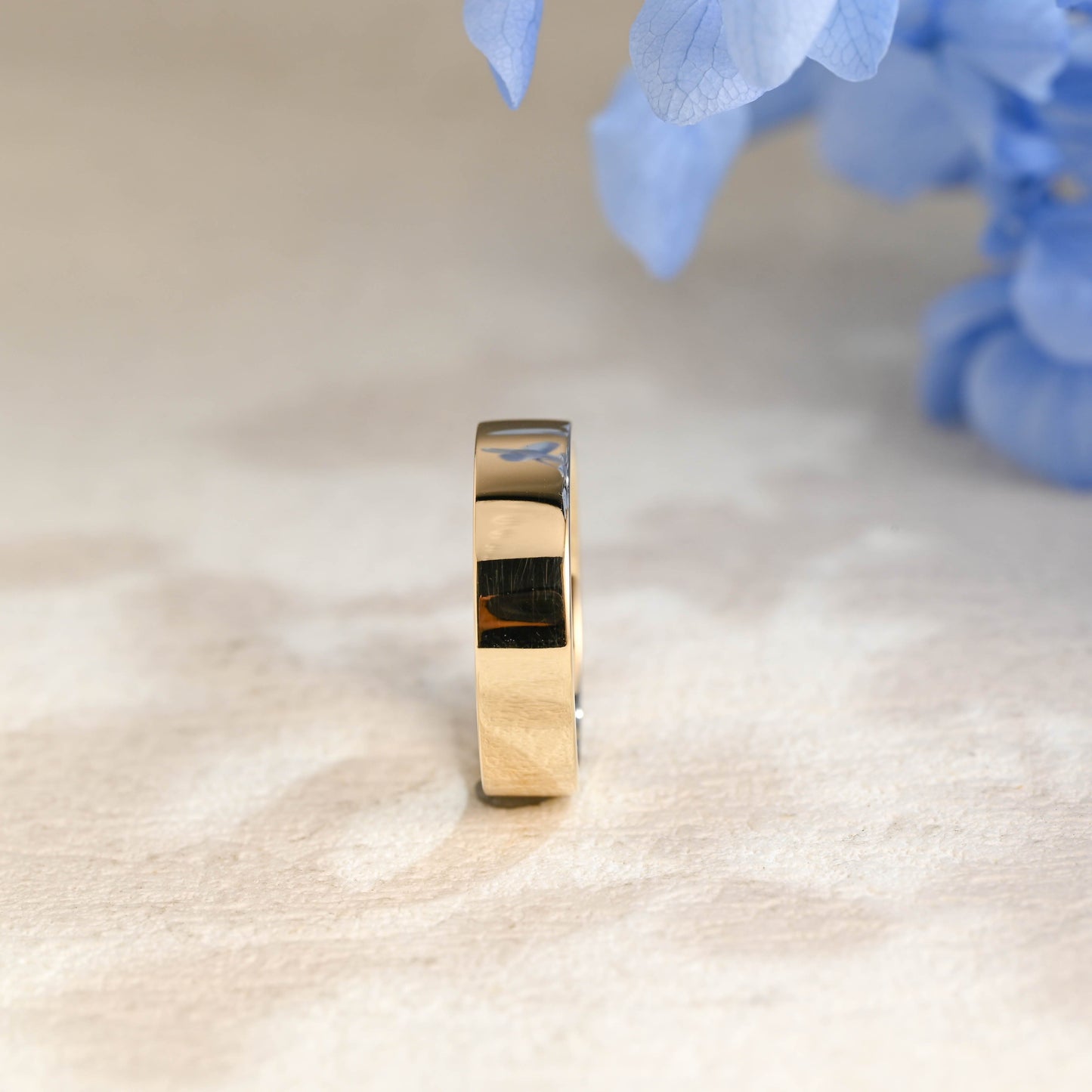 CausYou men's wedding ring Solid Gold 5mm Plain Comfort Fit Band Unisex Ring