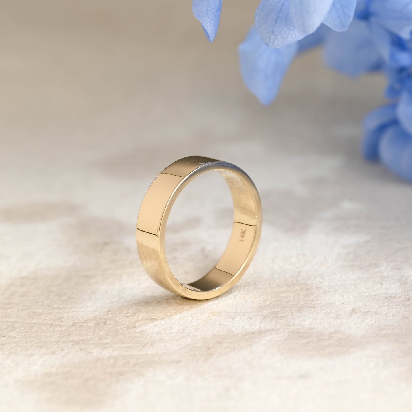 CausYou men's wedding ring Solid Gold 5mm Plain Comfort Fit Band Unisex Ring