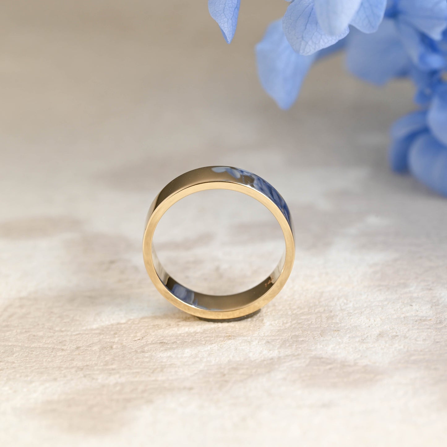 CausYou men's wedding ring Solid Gold 5mm Plain Comfort Fit Band Unisex Ring