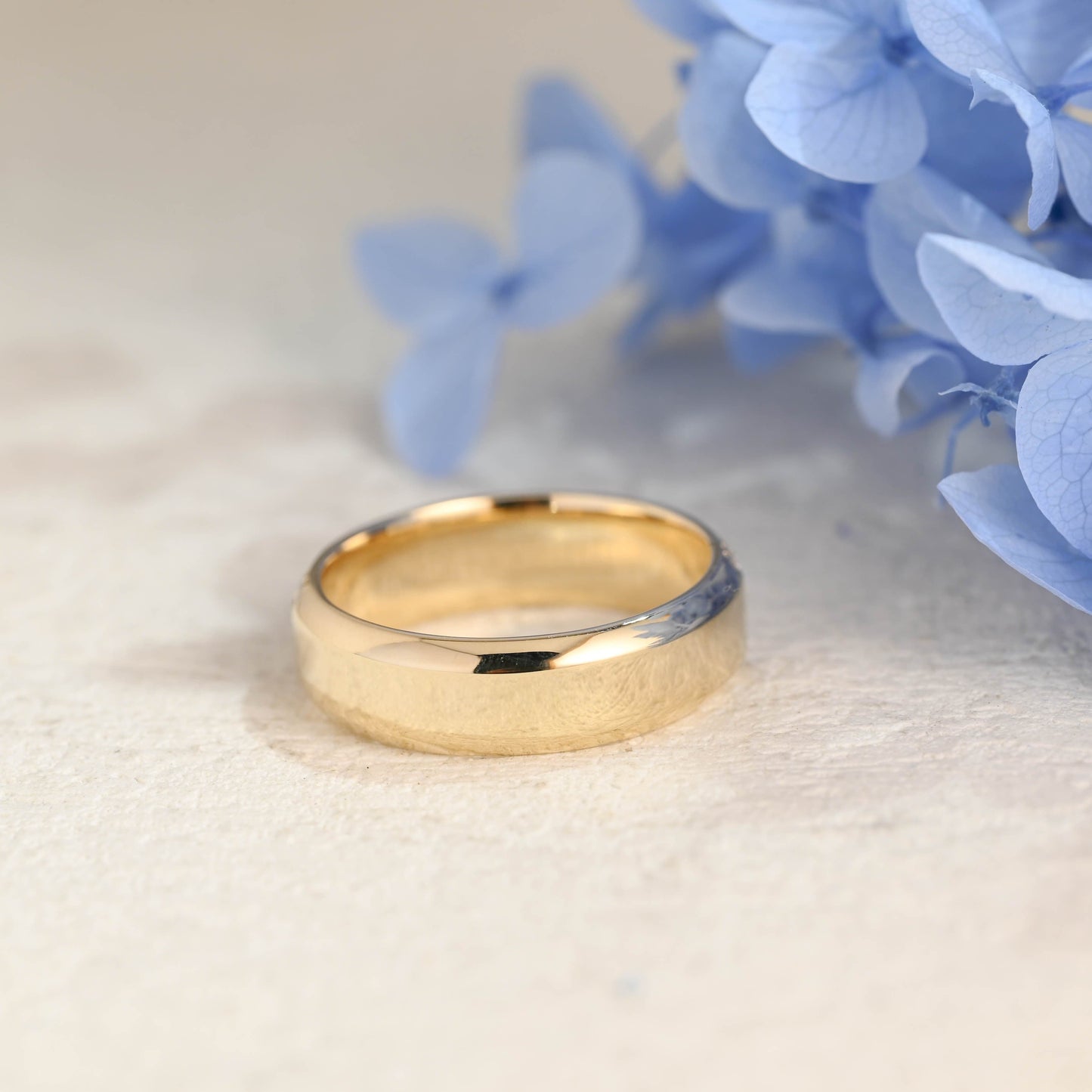 CausYou men's wedding ring Solid Gold 6mm Satin-Finish Round Cut Moissanite Wedding Band for Men