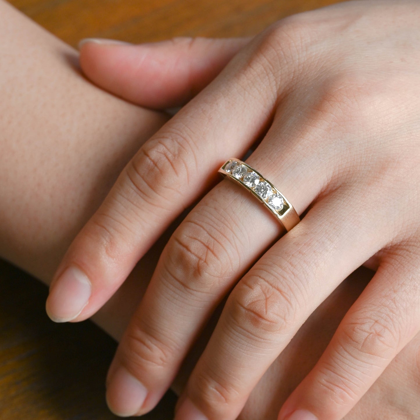 CausYou men's wedding ring Solid Gold Round Cut Moissanite Wedding Ring