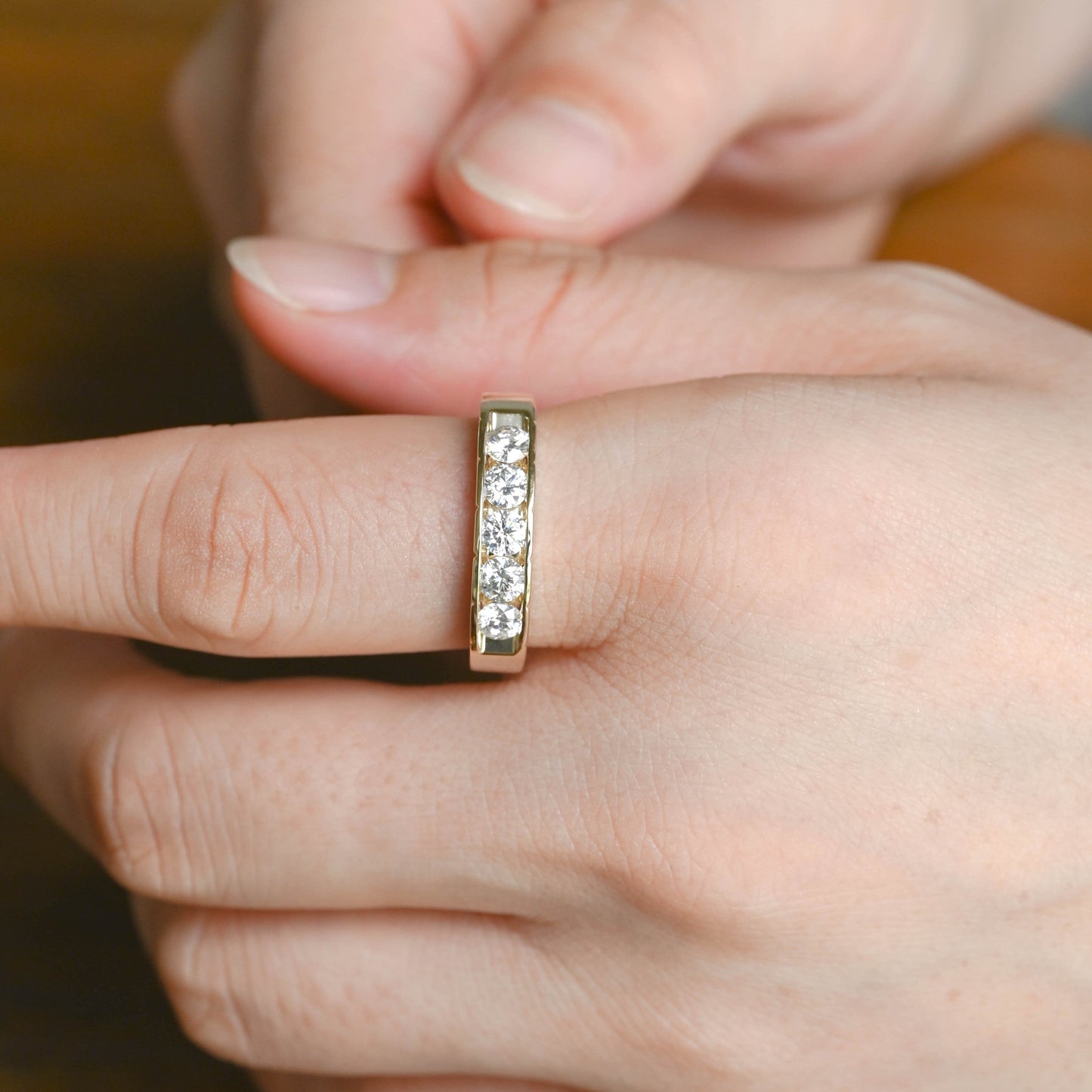 CausYou men's wedding ring Solid Gold Round Cut Moissanite Wedding Ring