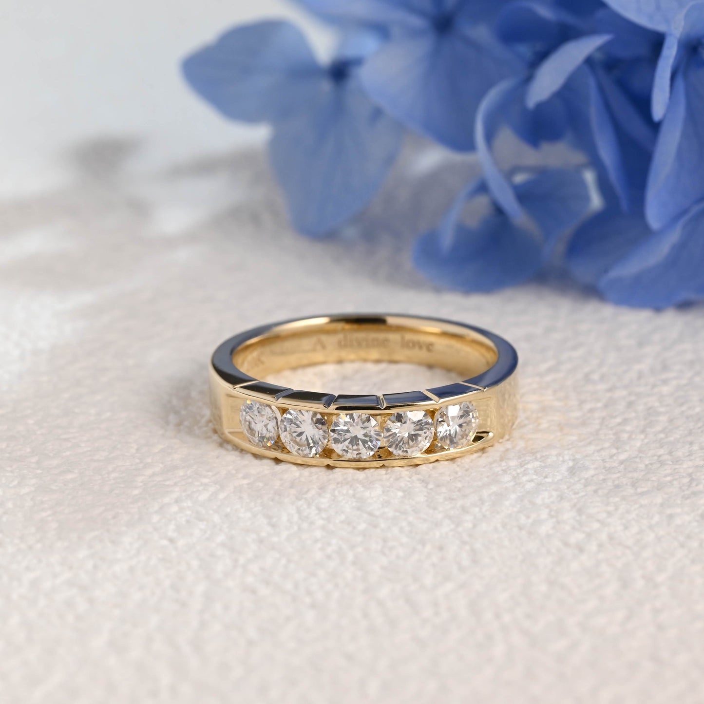 CausYou men's wedding ring Solid Gold Round Cut Moissanite Wedding Ring