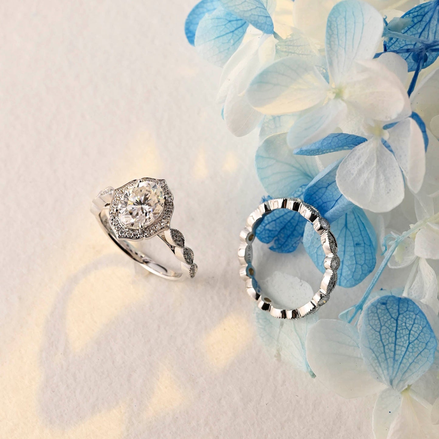 CausYou oval cut bridal set CausYou Solid Gold Oval Cut Moissanite Milgrain Bridal Set, Filigree Wedding Ring Set for Woman Wife