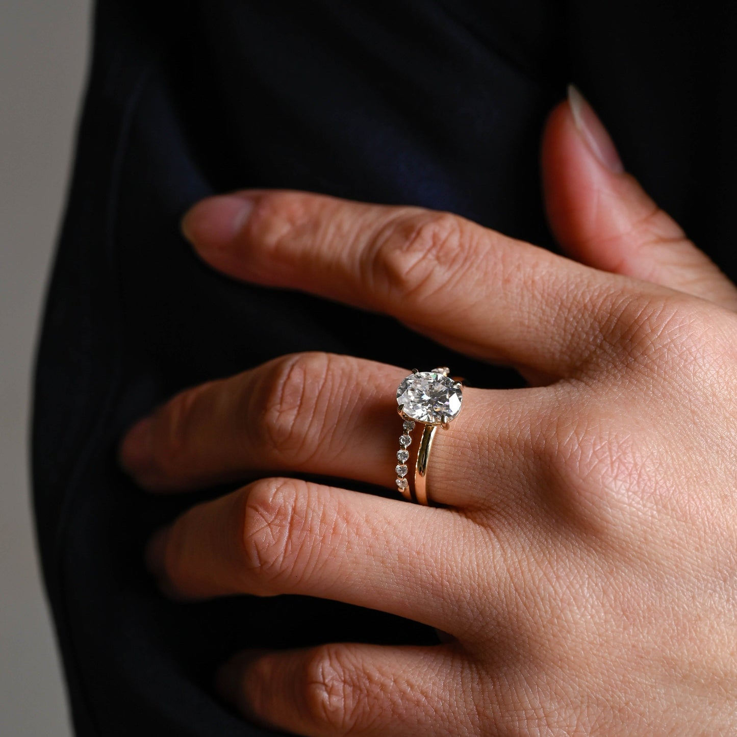 CausYou oval cut bridal set Solid Gold Oval Cut Moissanite Engagement Ring and Wedding Ring Set, Bridal Ring Set, Gift for Woman, Wife