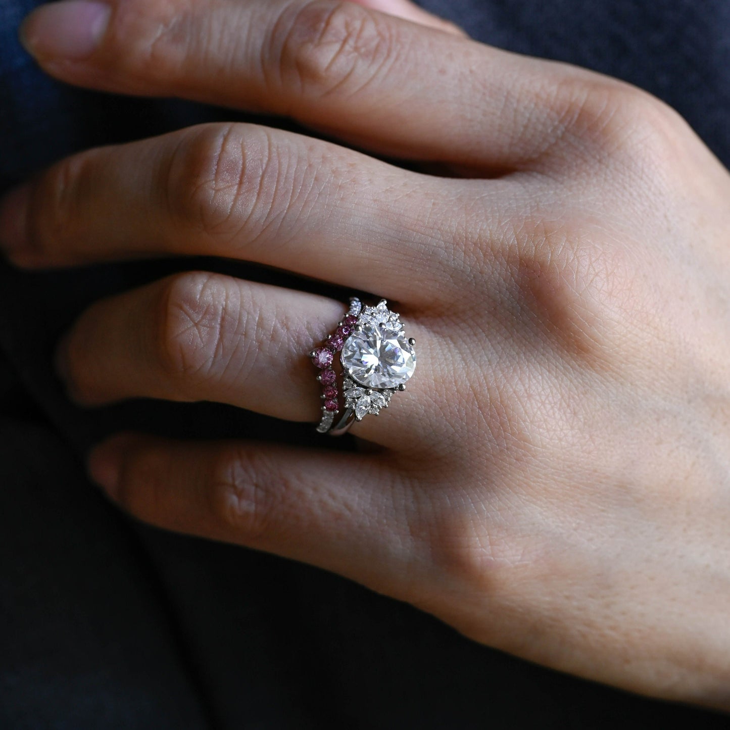 CausYou oval cut bridal set Solid Gold Oval Cut Moissanite Engagement Ring and Wedding Ring Set, Bridal Ring Set, Gift for Woman, Wife