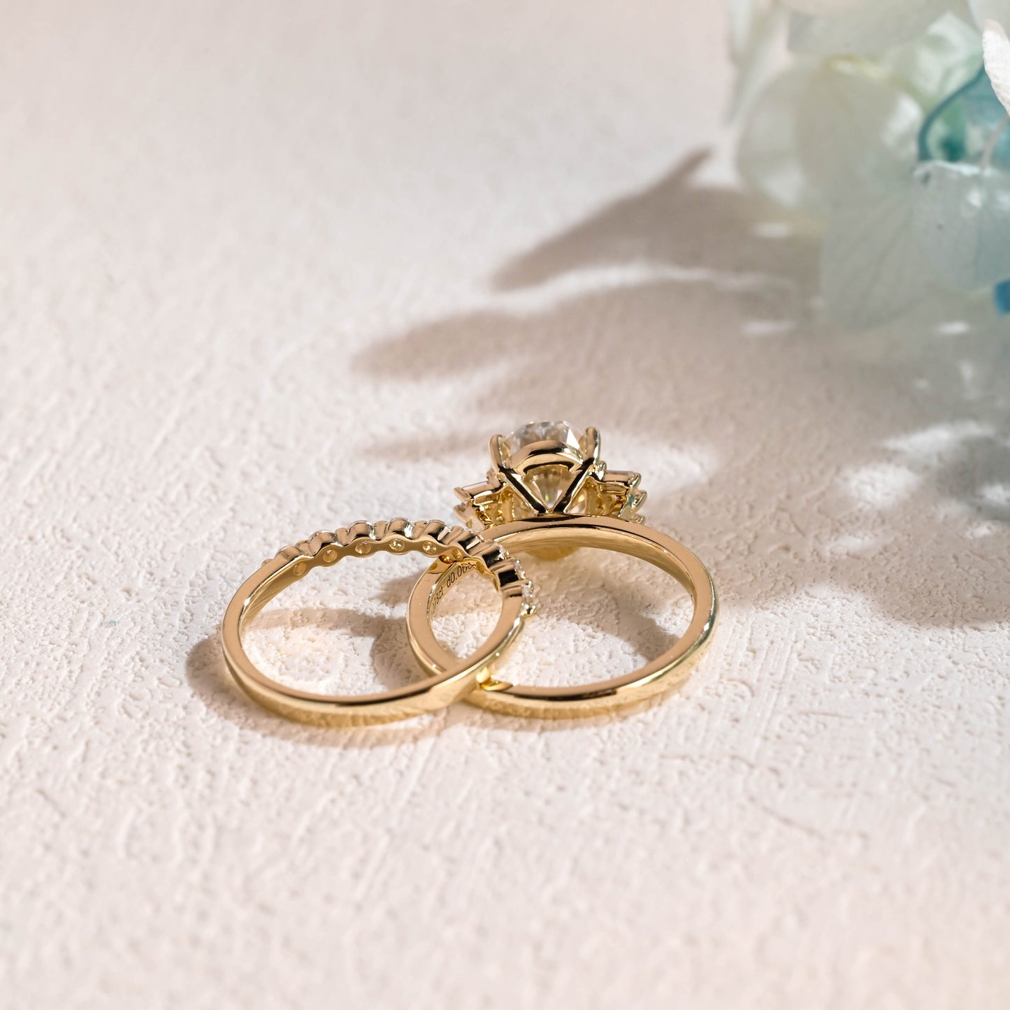 CausYou oval cut bridal set Solid Gold Oval Cut Moissanite Engagement Ring and Wedding Ring Set, Bridal Set, Gift for Woman, Wife