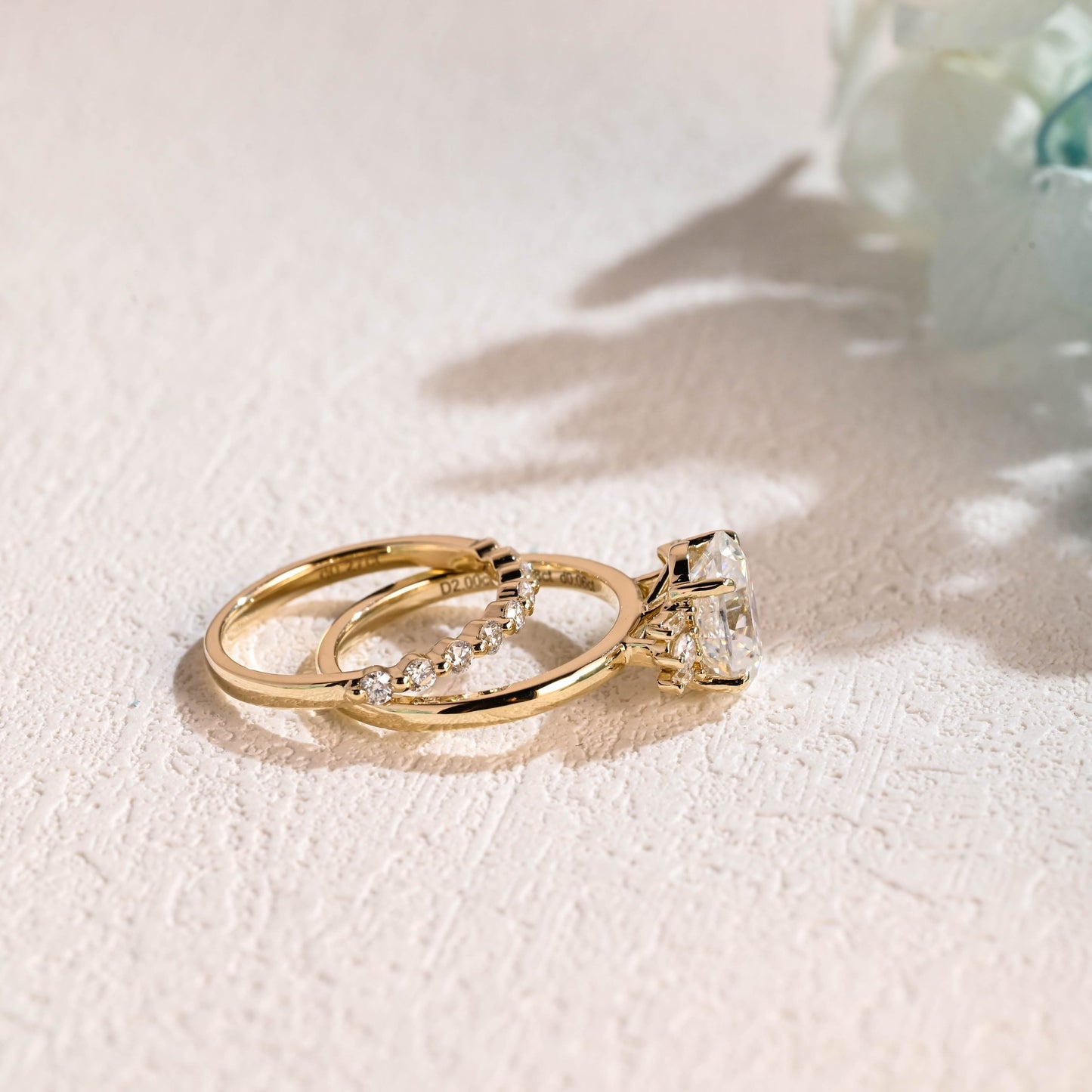 CausYou oval cut bridal set Solid Gold Oval Cut Moissanite Engagement Ring and Wedding Ring Set, Bridal Set, Gift for Woman, Wife