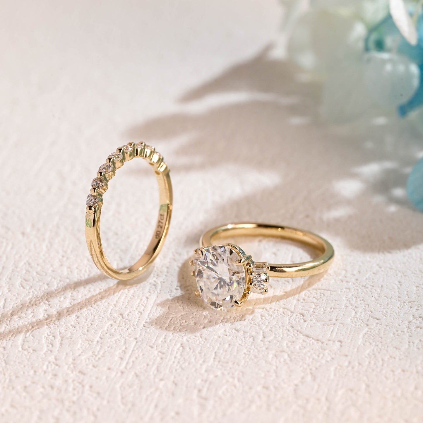 CausYou oval cut bridal set Solid Gold Oval Cut Moissanite Engagement Ring and Wedding Ring Set, Bridal Set, Gift for Woman, Wife