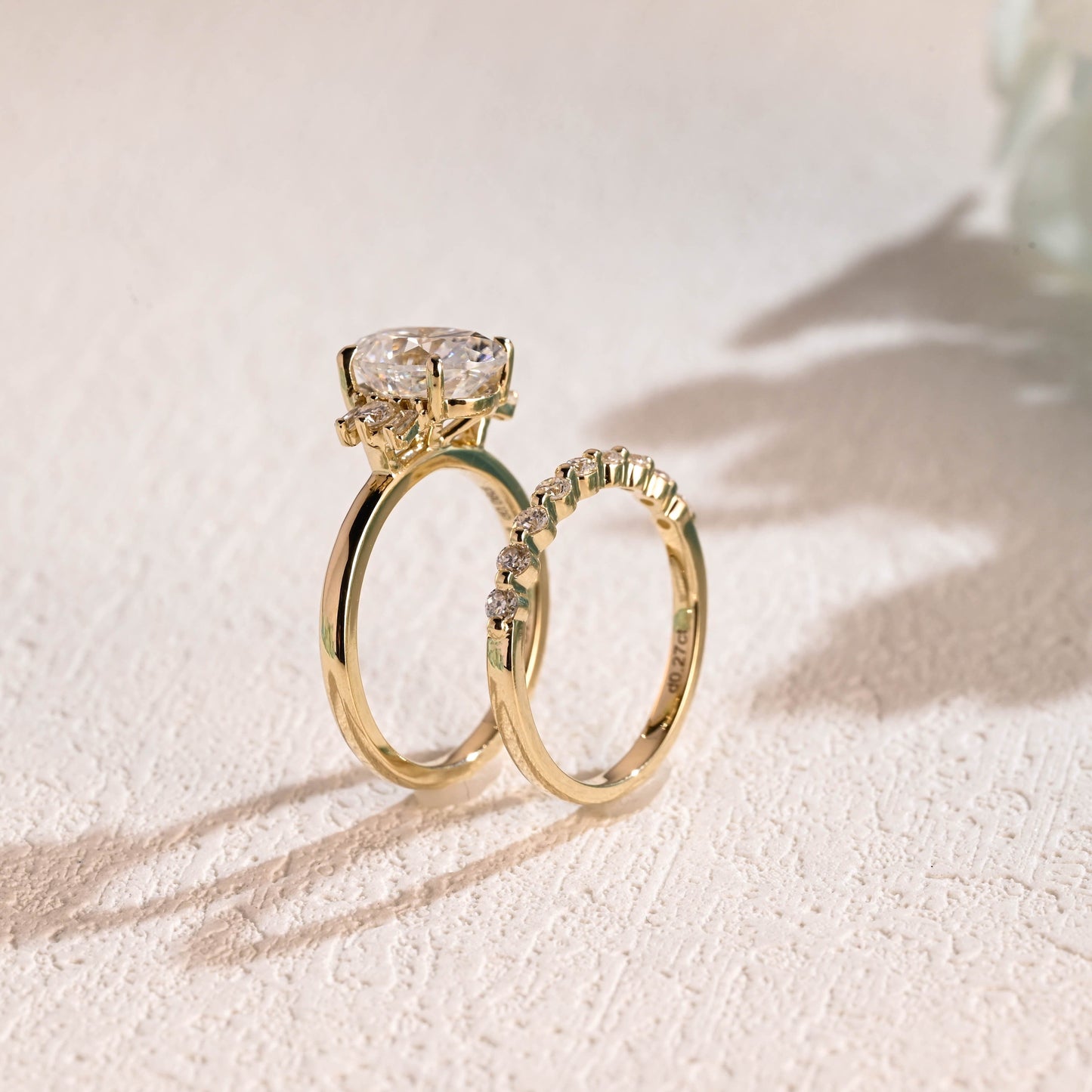 CausYou oval cut bridal set Solid Gold Oval Cut Moissanite Engagement Ring and Wedding Ring Set, Bridal Set, Gift for Woman, Wife
