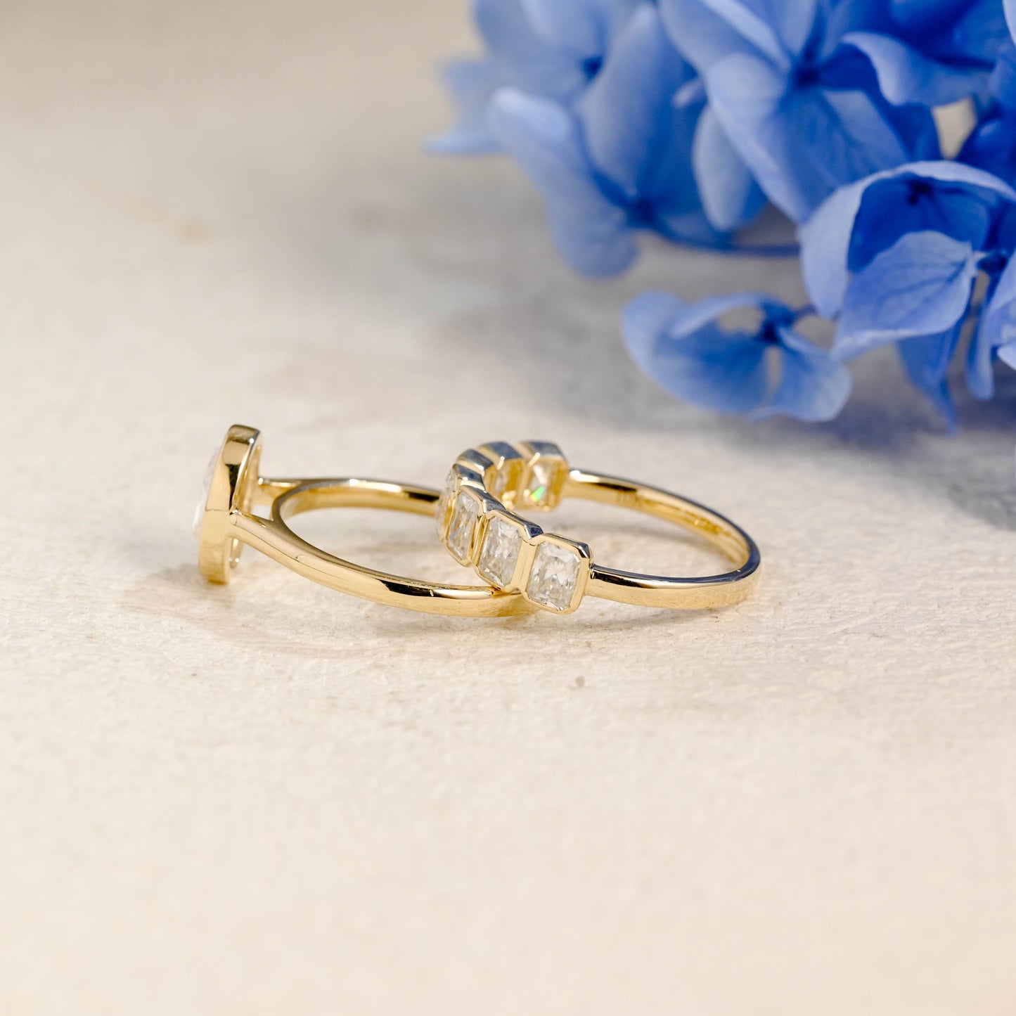 CausYou oval cut bridal set Solid Gold Solitaire Oval Cut Moissanite Engagement Ring Set