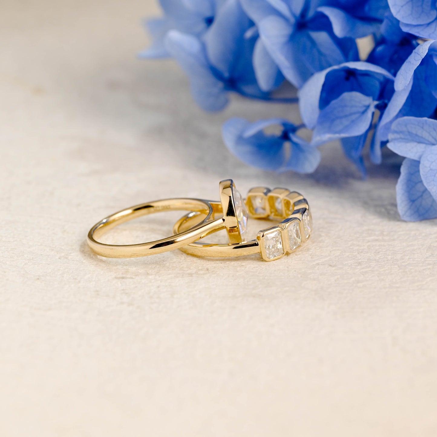 CausYou oval cut bridal set Solid Gold Solitaire Oval Cut Moissanite Engagement Ring Set