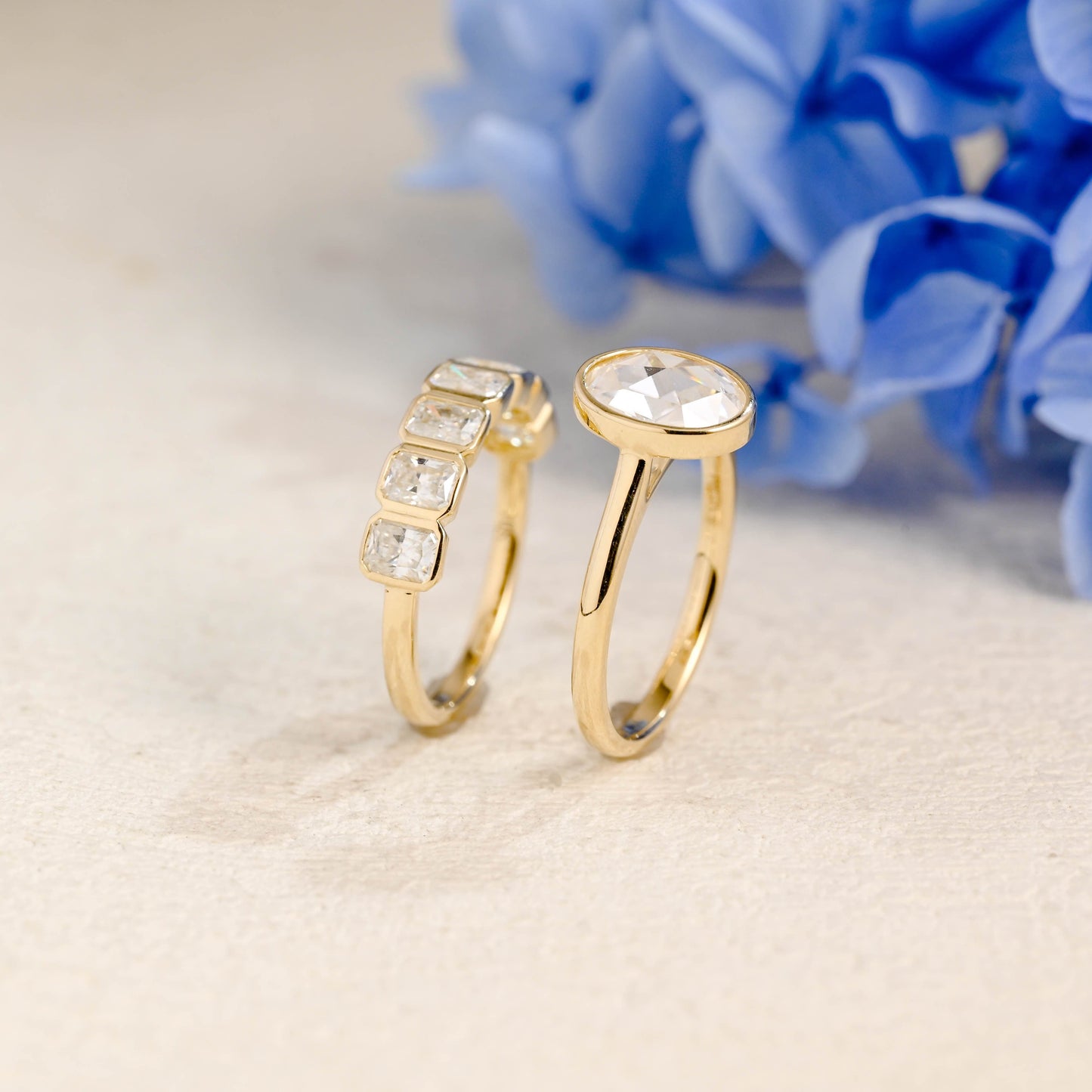 CausYou oval cut bridal set Solid Gold Solitaire Oval Cut Moissanite Engagement Ring Set