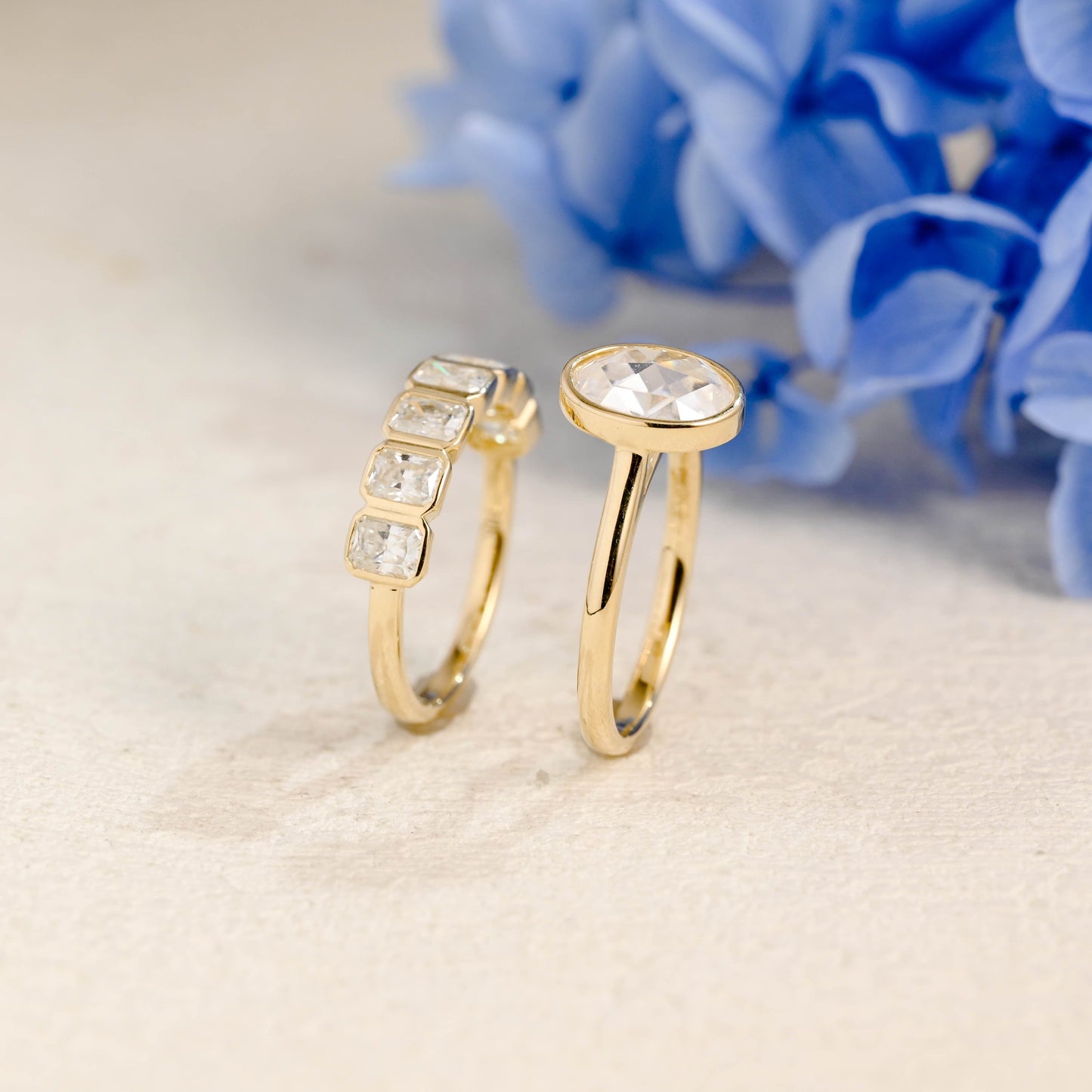 CausYou oval cut bridal set Solid Gold Solitaire Oval Cut Moissanite Engagement Ring Set