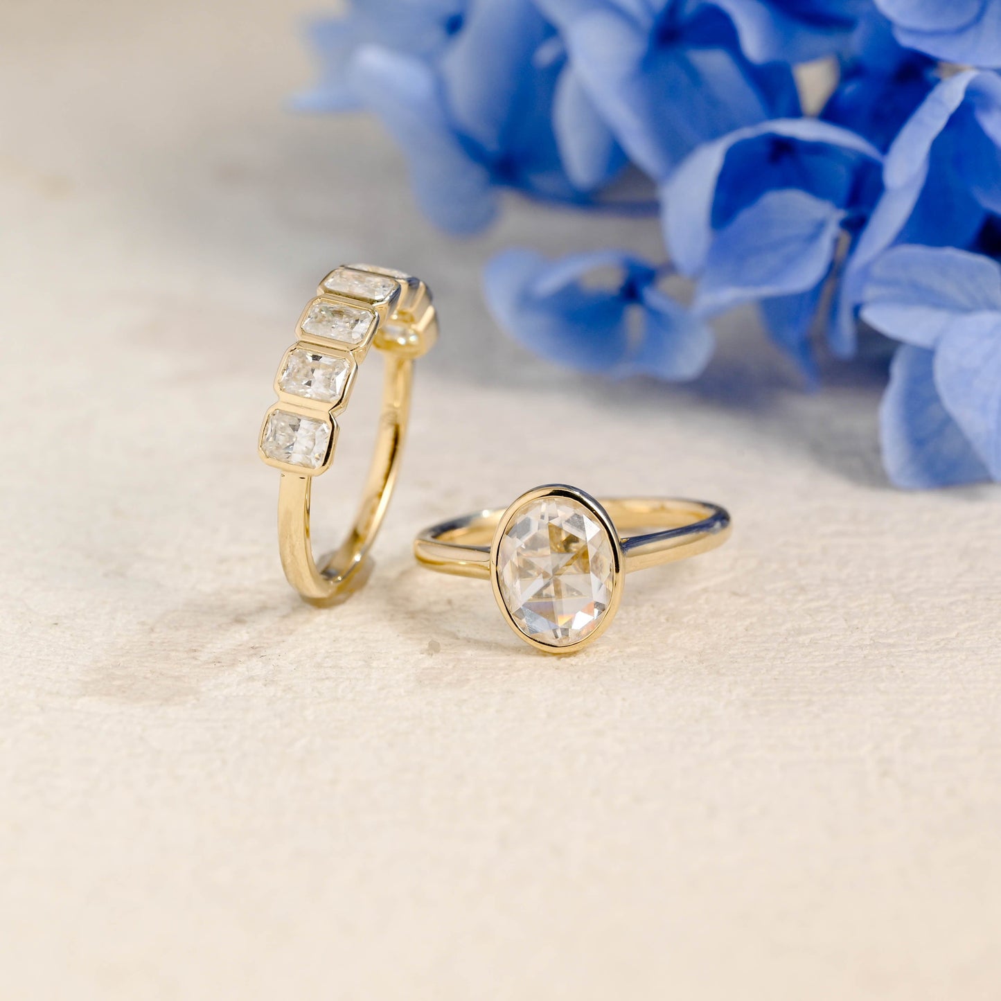 CausYou oval cut bridal set Solid Gold Solitaire Oval Cut Moissanite Engagement Ring Set