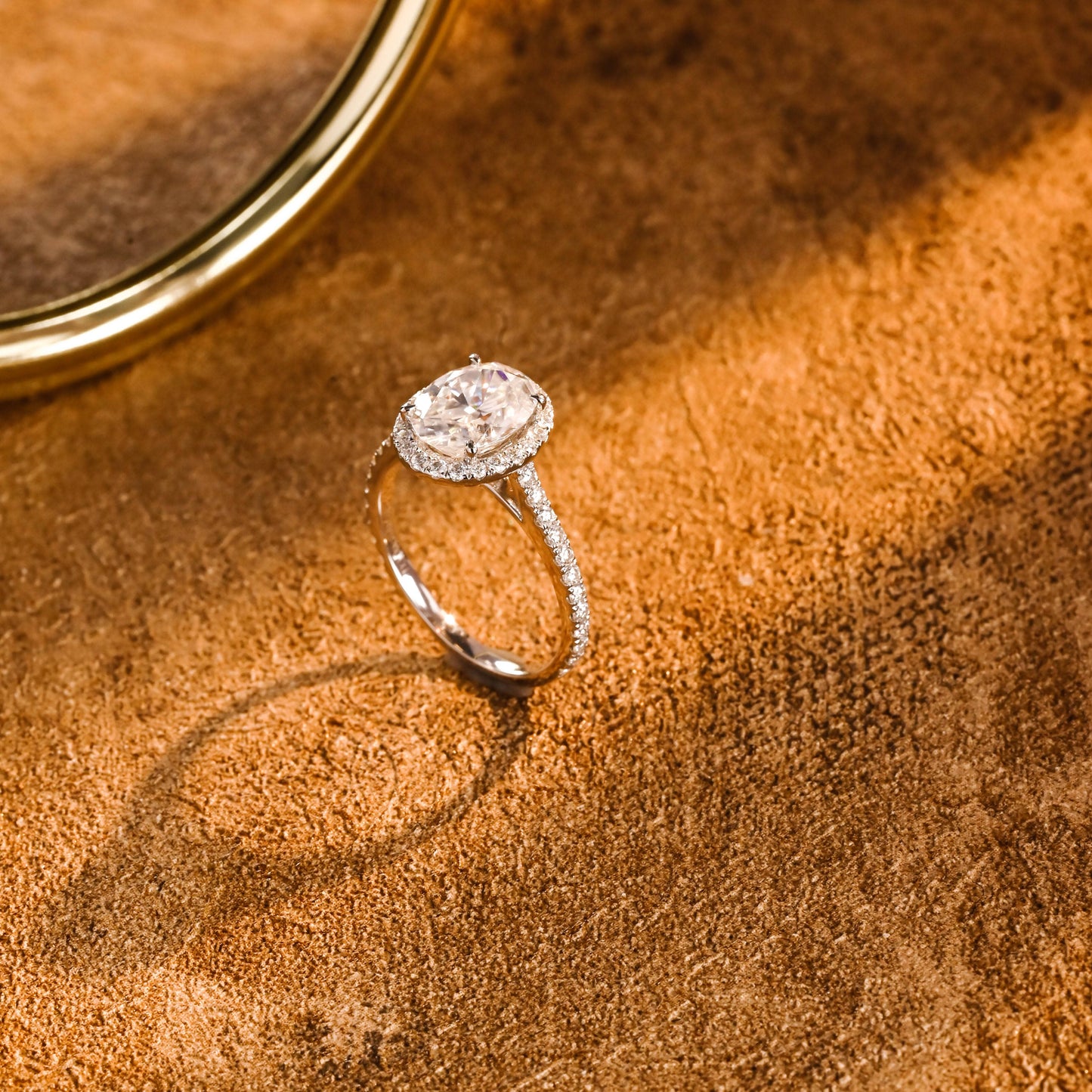 CausYou oval cut diamond engagement ring CausYou Solid Gold D/VS1 Cathedral Setting Oval Cut Lab Grown Diamond Wedding Ring, Halo Engagement Ring