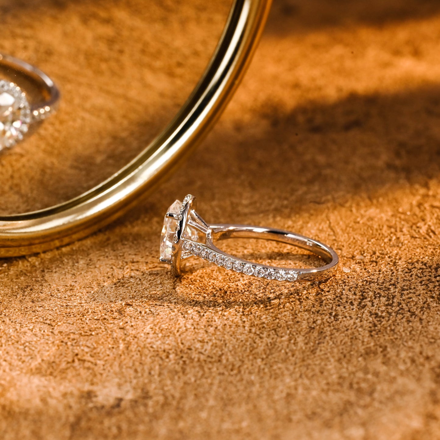 CausYou oval cut diamond engagement ring CausYou Solid Gold D/VS1 Cathedral Setting Oval Cut Lab Grown Diamond Wedding Ring, Halo Engagement Ring