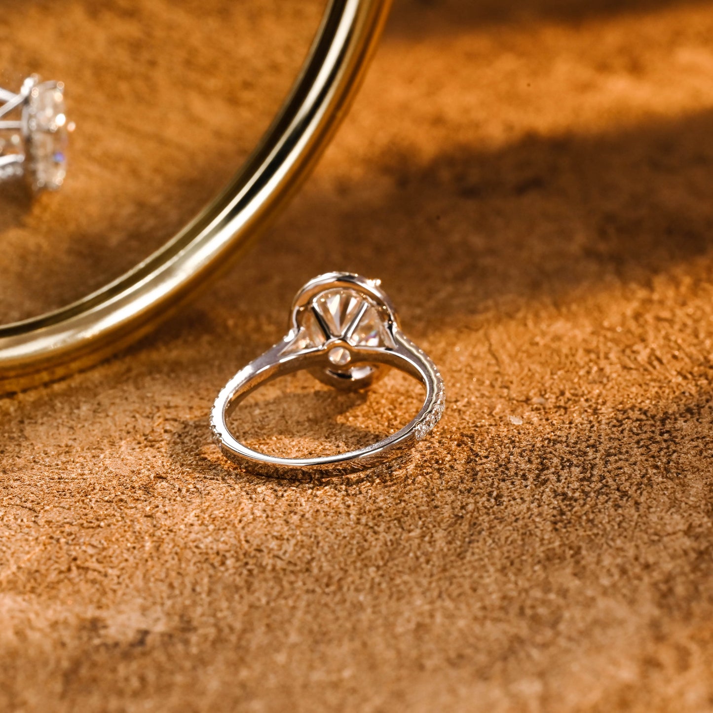 CausYou oval cut diamond engagement ring CausYou Solid Gold D/VS1 Cathedral Setting Oval Cut Lab Grown Diamond Wedding Ring, Halo Engagement Ring