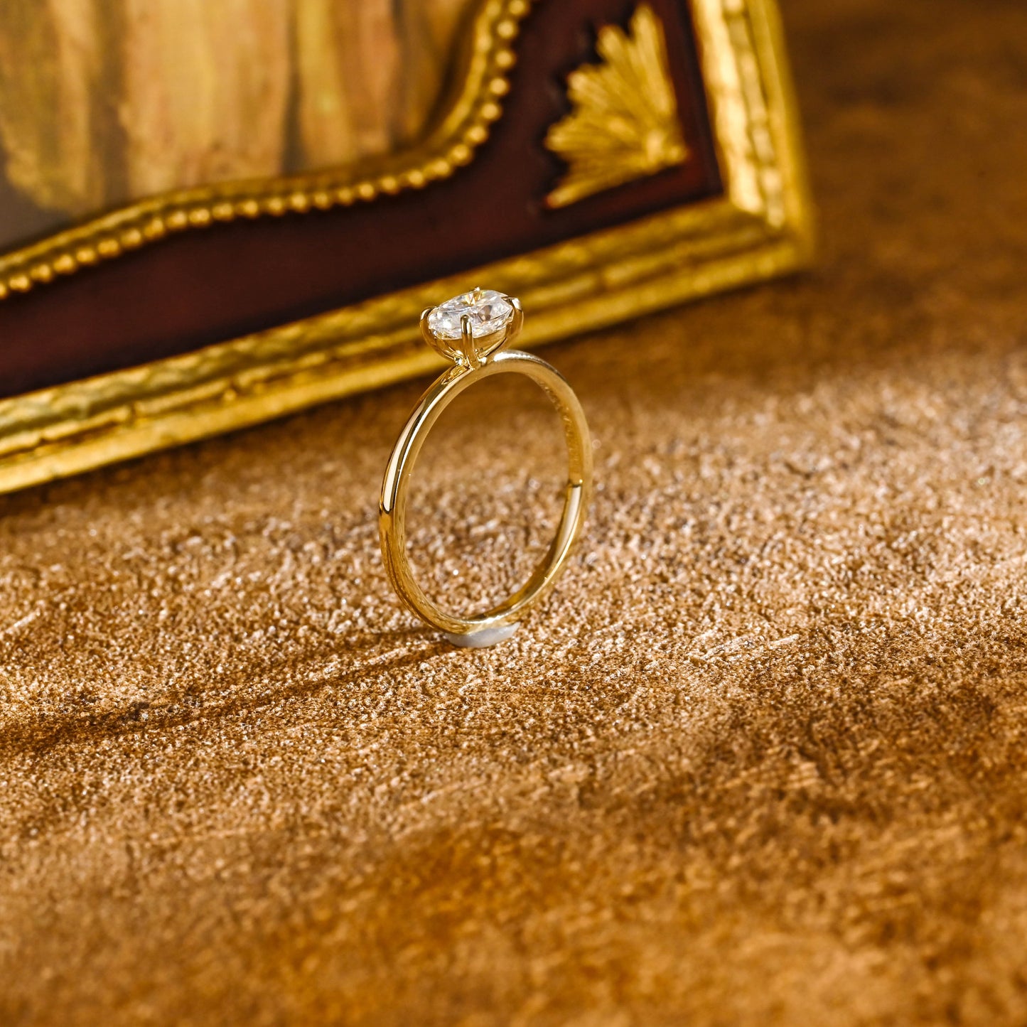 CausYou oval cut diamond engagement ring CausYou Solid Gold D/VS1 East West Oval Cut Lab Grown Diamond Ring, Solitaire Wedding Engagement Ring