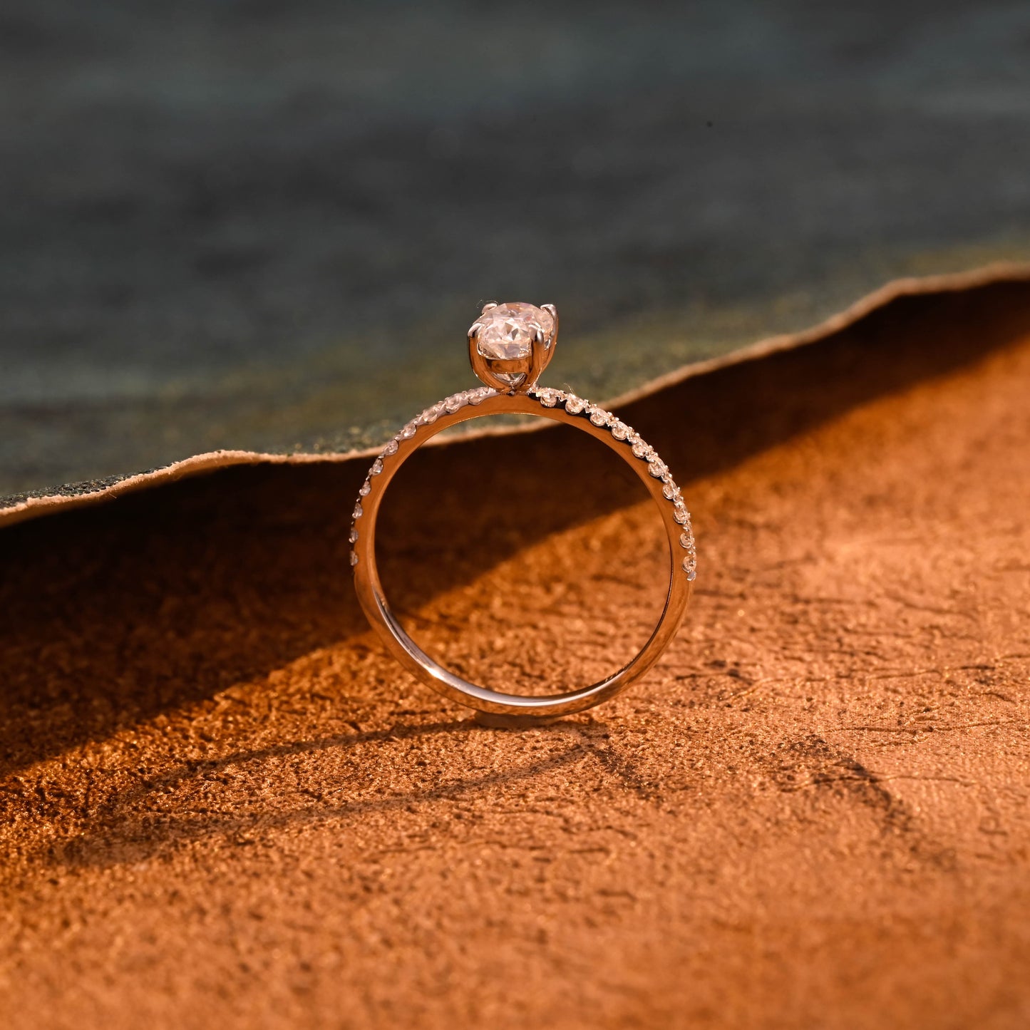 CausYou oval cut diamond engagement ring CausYou Solid Gold D/VS1 Half Pave Oval Cut Lab Grown Diamond Engagement Ring, Classic Wedding Bridal Ring