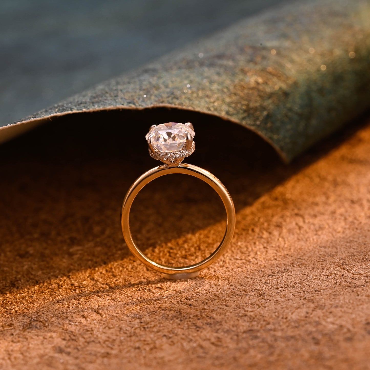 CausYou oval cut diamond engagement ring CausYou Solid Gold D/VS1 Hidden Halo Oval Cut Lab Grown Diamond Wedding Ring, Two Tone Unique Engagement Ring