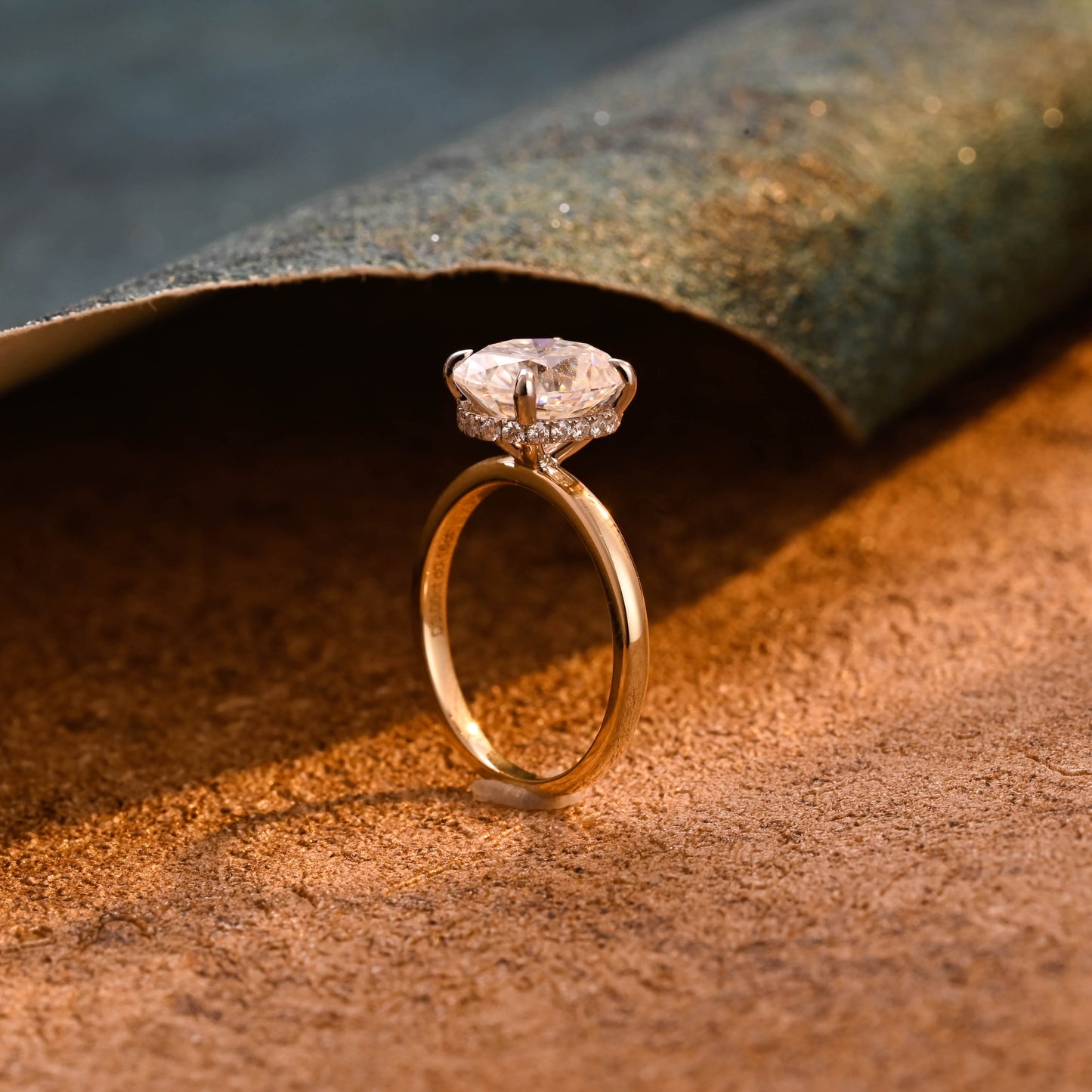 CausYou oval cut diamond engagement ring CausYou Solid Gold D/VS1 Hidden Halo Oval Cut Lab Grown Diamond Wedding Ring, Two Tone Unique Engagement Ring