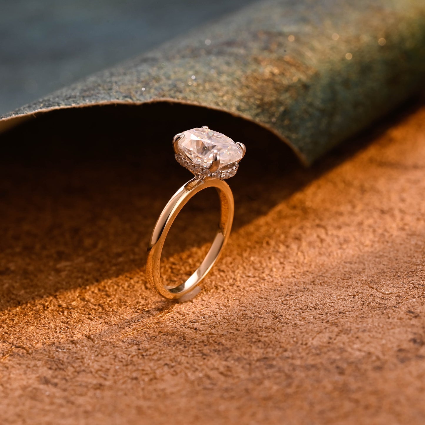 CausYou oval cut diamond engagement ring CausYou Solid Gold D/VS1 Hidden Halo Oval Cut Lab Grown Diamond Wedding Ring, Two Tone Unique Engagement Ring