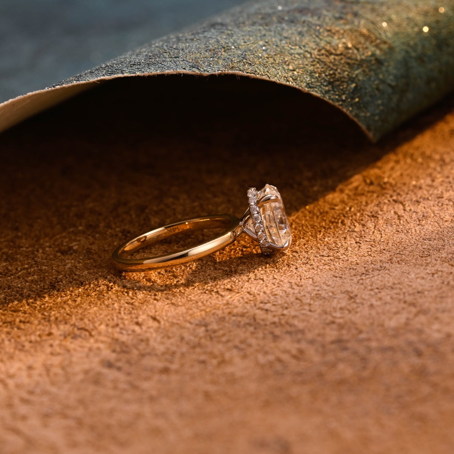 CausYou oval cut diamond engagement ring CausYou Solid Gold D/VS1 Hidden Halo Oval Cut Lab Grown Diamond Wedding Ring, Two Tone Unique Engagement Ring