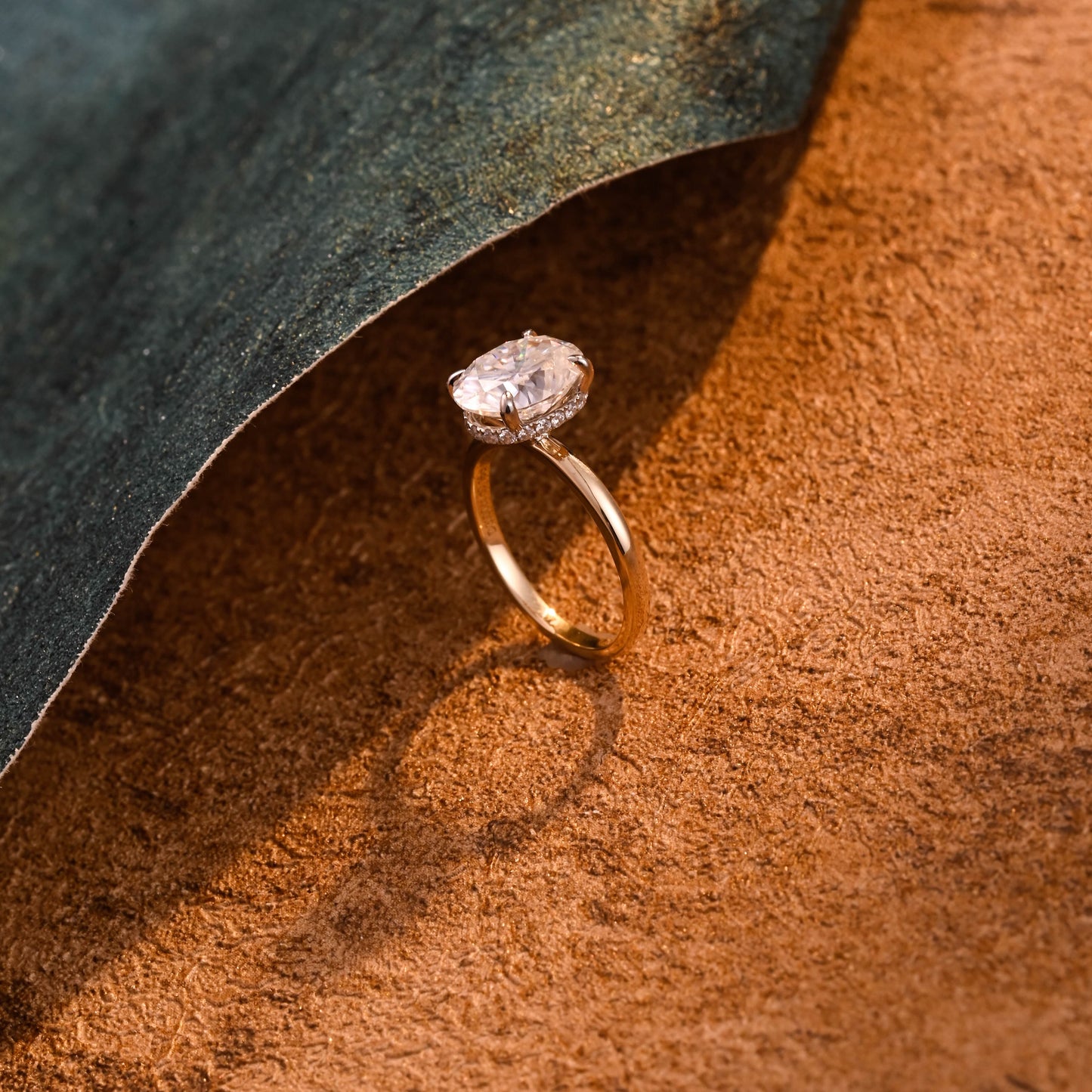 CausYou oval cut diamond engagement ring CausYou Solid Gold D/VS1 Hidden Halo Oval Cut Lab Grown Diamond Wedding Ring, Two Tone Unique Engagement Ring