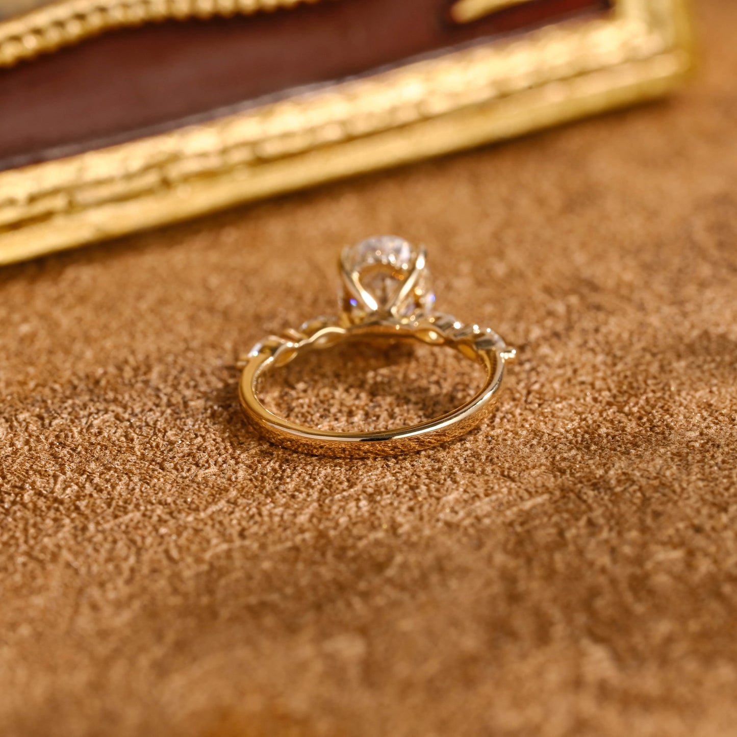 CausYou oval cut diamond engagement ring CausYou Solid Gold D/VS1 Hidden Halo Oval Lab Grown Diamond Engagement Ring, Marquise Accents Wedding Ring