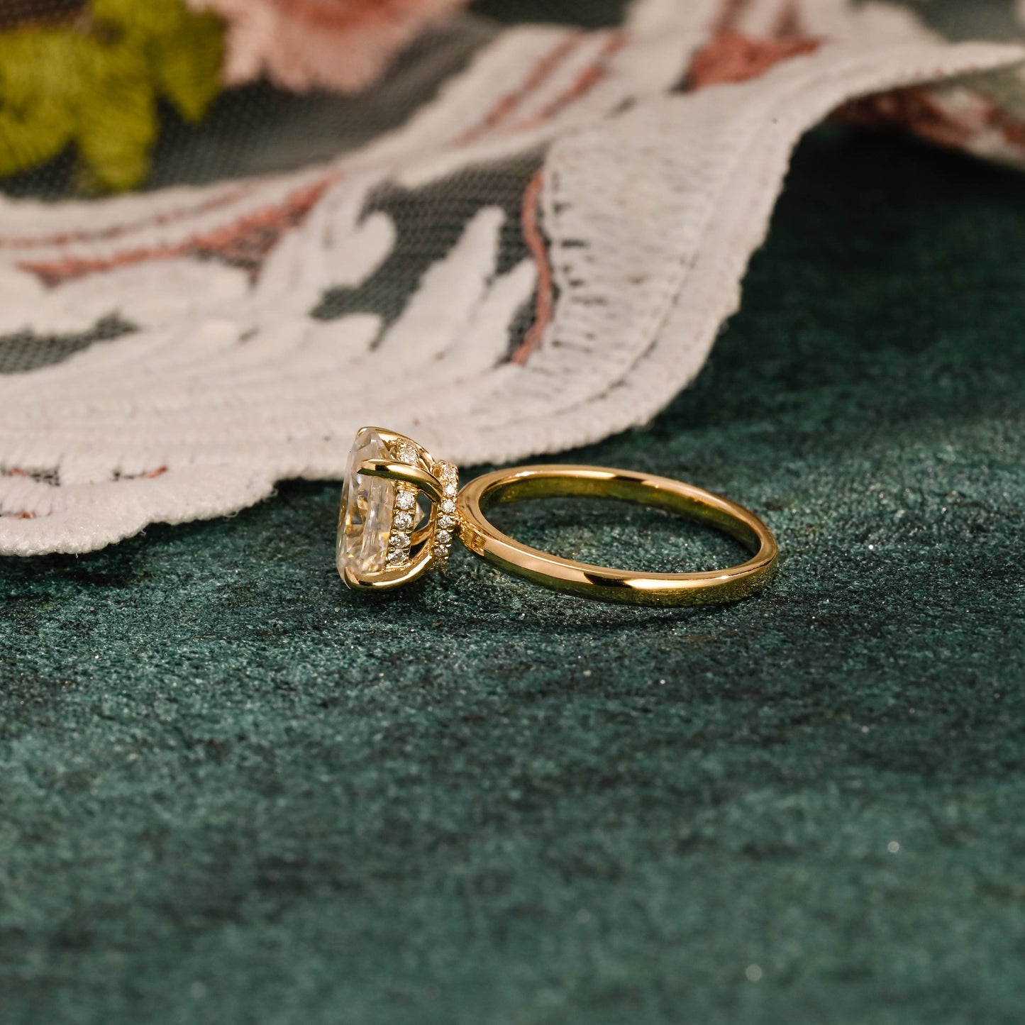 CausYou oval cut diamond engagement ring CausYou Solid Gold D/VS1 Oval Cut Lab Grown Diamond Engagement Ring, Double Hidden Halo Wedding Ring