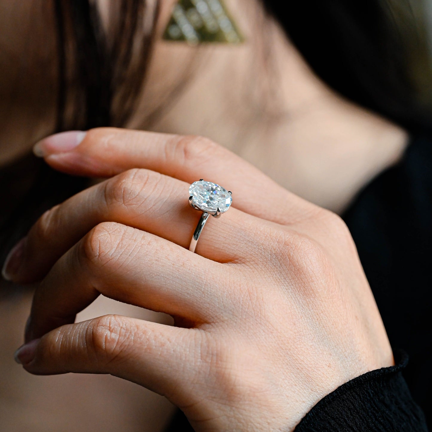 CausYou oval cut diamond engagement ring CausYou Solid Gold D/VS1 Oval Cut Lab Grown Diamond Engagement Ring, Solitaire Wedding Bridal Ring