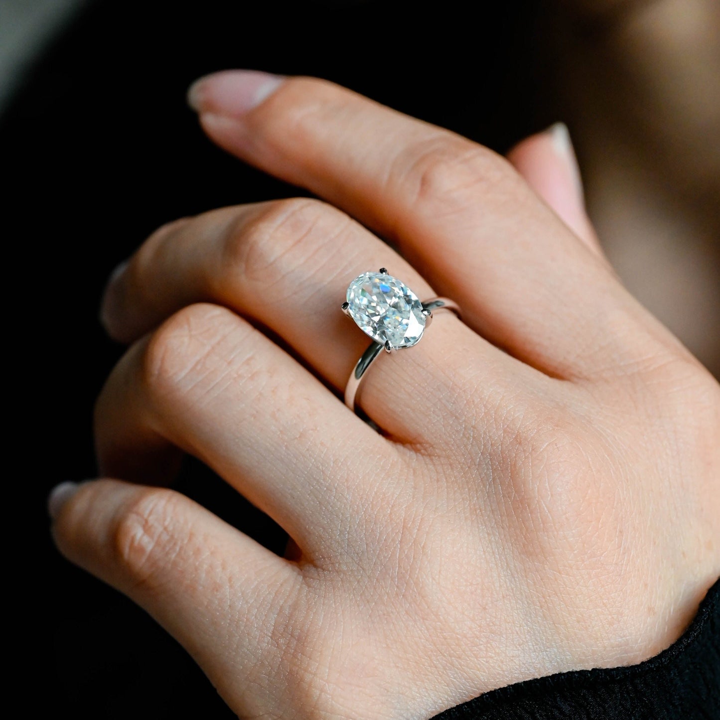 CausYou oval cut diamond engagement ring CausYou Solid Gold D/VS1 Oval Cut Lab Grown Diamond Engagement Ring, Solitaire Wedding Bridal Ring
