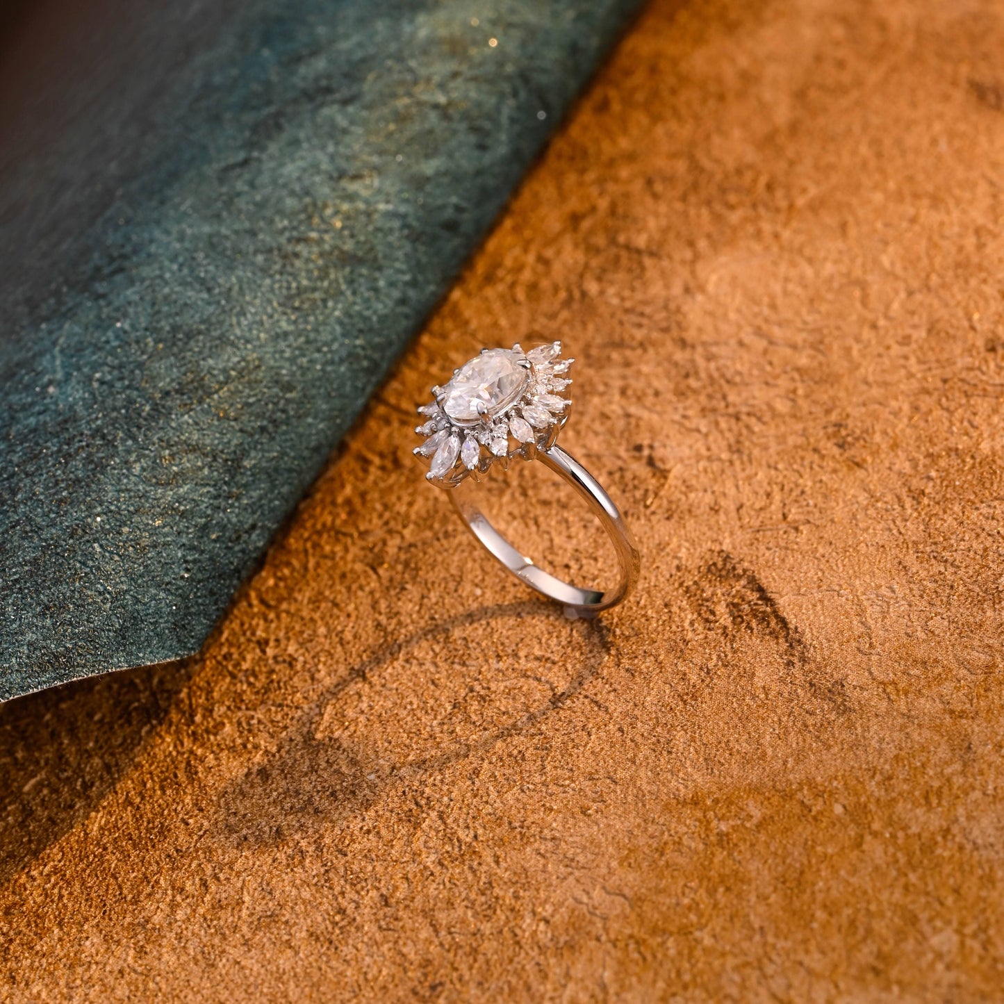 CausYou oval cut diamond engagement ring CausYou Solid Gold D/VS1 Oval Cut Lab Grown Diamond Engagement Ring, Starburst Wedding Bridal Ring