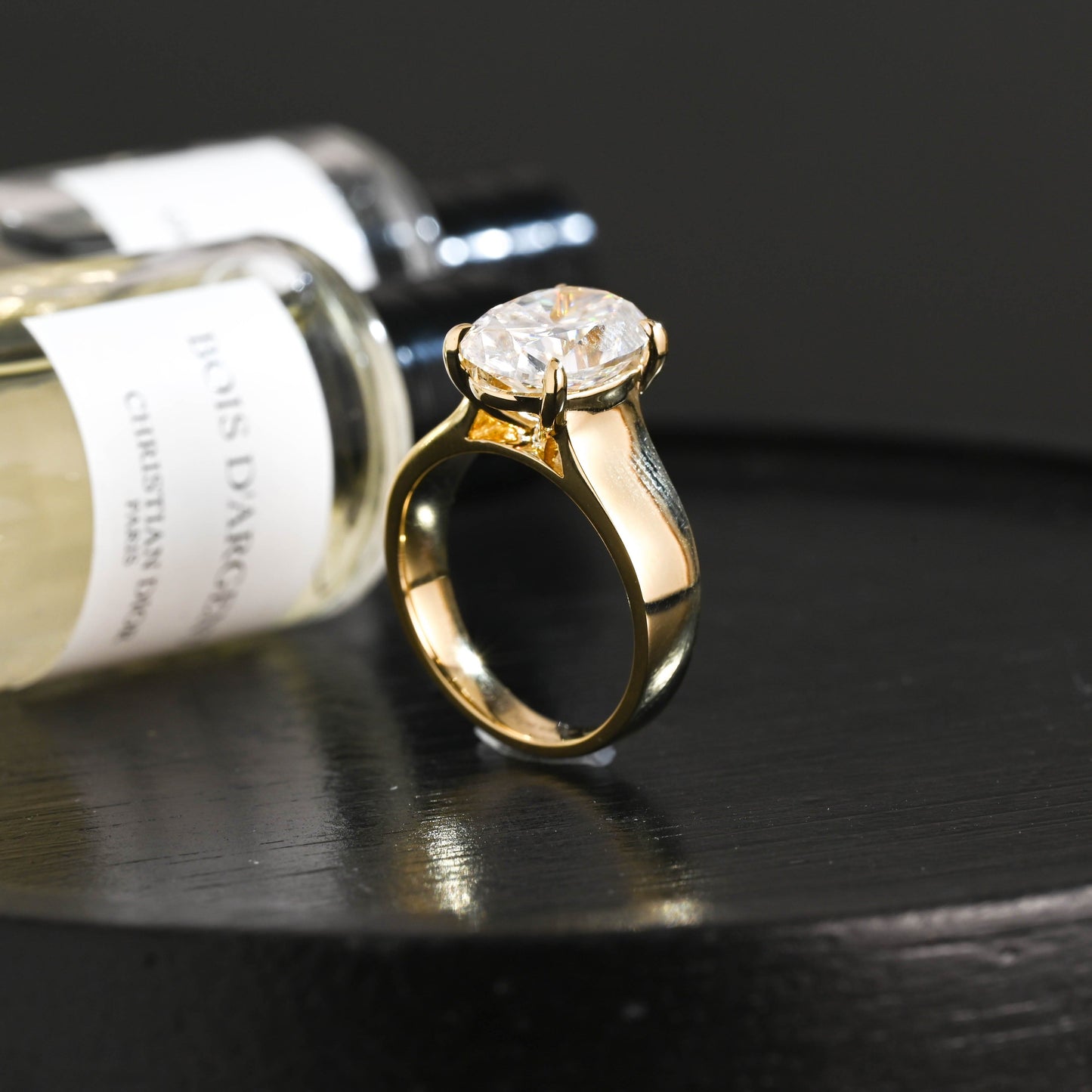 CausYou oval cut diamond engagement ring Solid Gold D/VS1 3mm Wide Band Oval Cut Lab Grown Diamond Engagement Ring