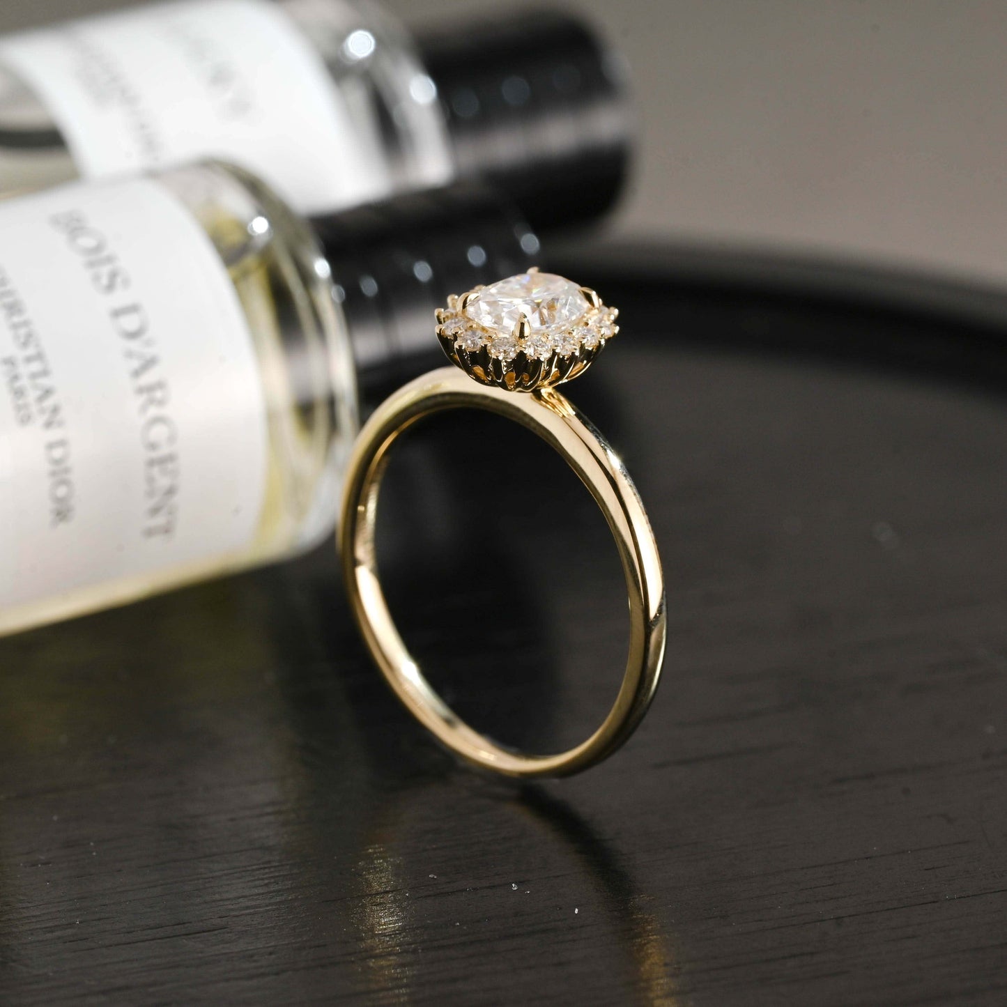 CausYou oval cut diamond engagement ring Solid Gold D/VS1 Flower Oval Cut Lab Grown Diamond Engagement Ring