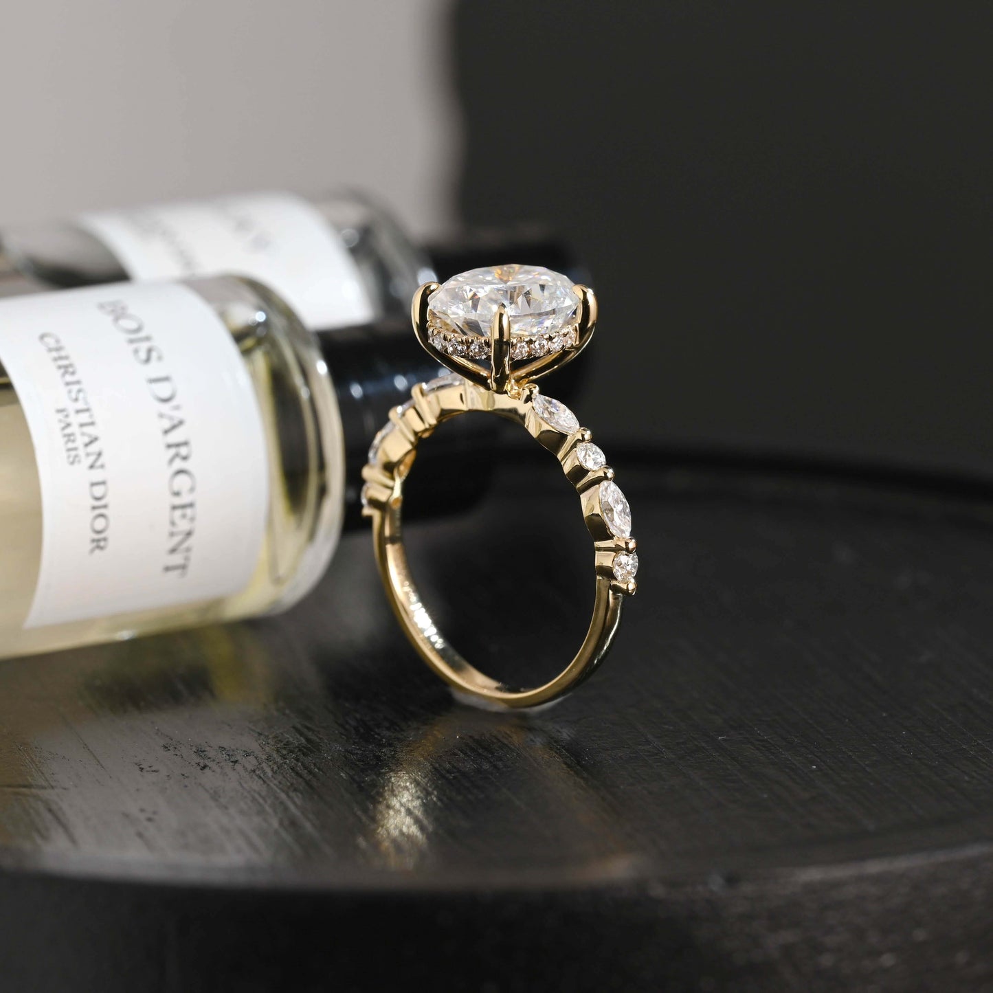 CausYou oval cut diamond engagement ring Solid Gold D/VS1 Hidden Halo Oval Lab Grown Diamond Engagement Ring