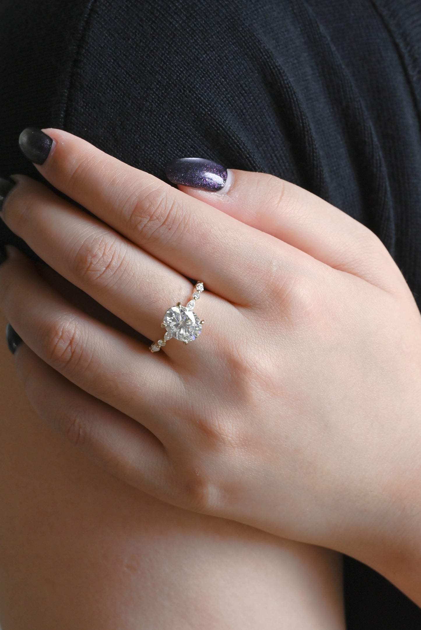 CausYou oval cut diamond engagement ring Solid Gold D/VS1 Hidden Halo Oval Lab Grown Diamond Engagement Ring