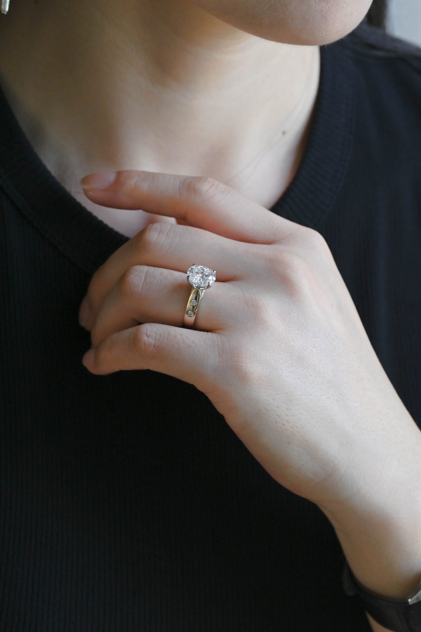 CausYou oval cut diamond engagement ring Solid Gold D/VS1 Two Tone Tulip Setting Oval Cut Lab Grown Diamond Engagement Ring