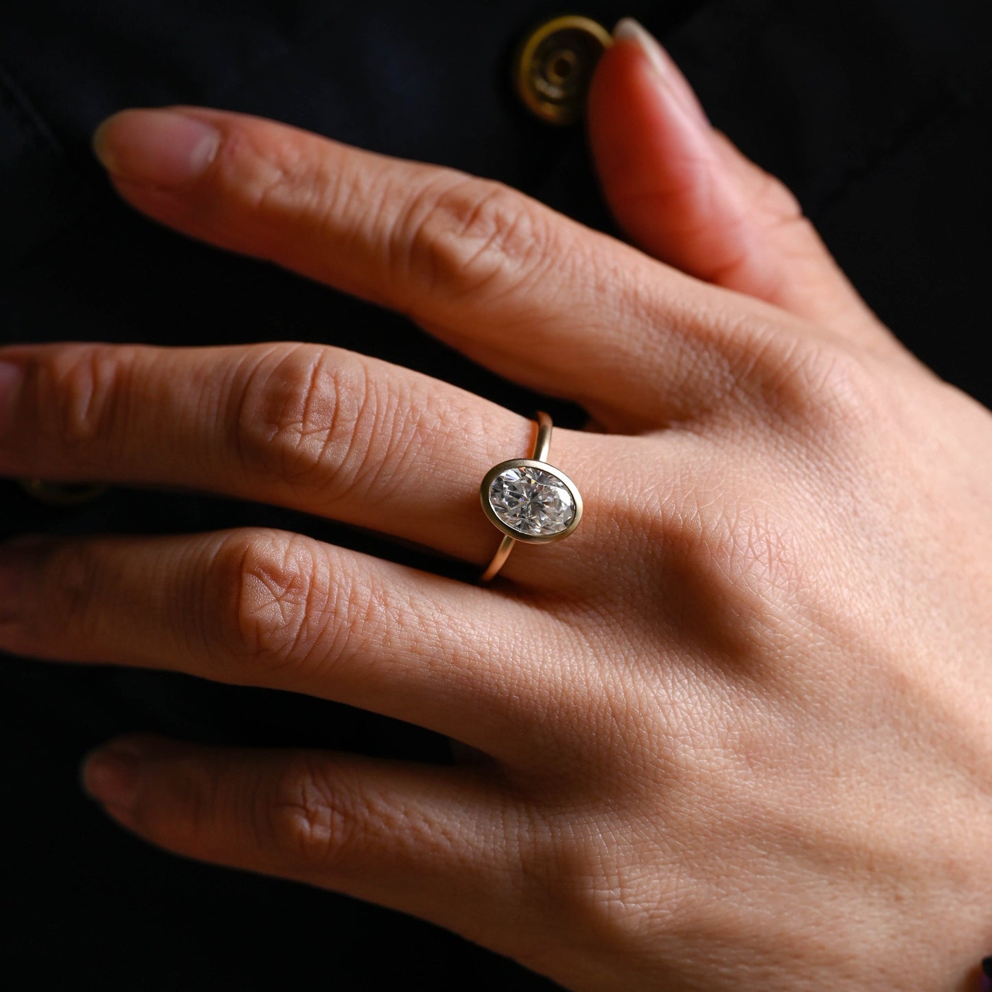 CausYou oval cut moissanite engagement ring CausYou Bezel Oval Cut Moissanite Engagement Ring, Crushed Ice Cut Promise Ring, Proposal Ring, Gift for Woman, Wife