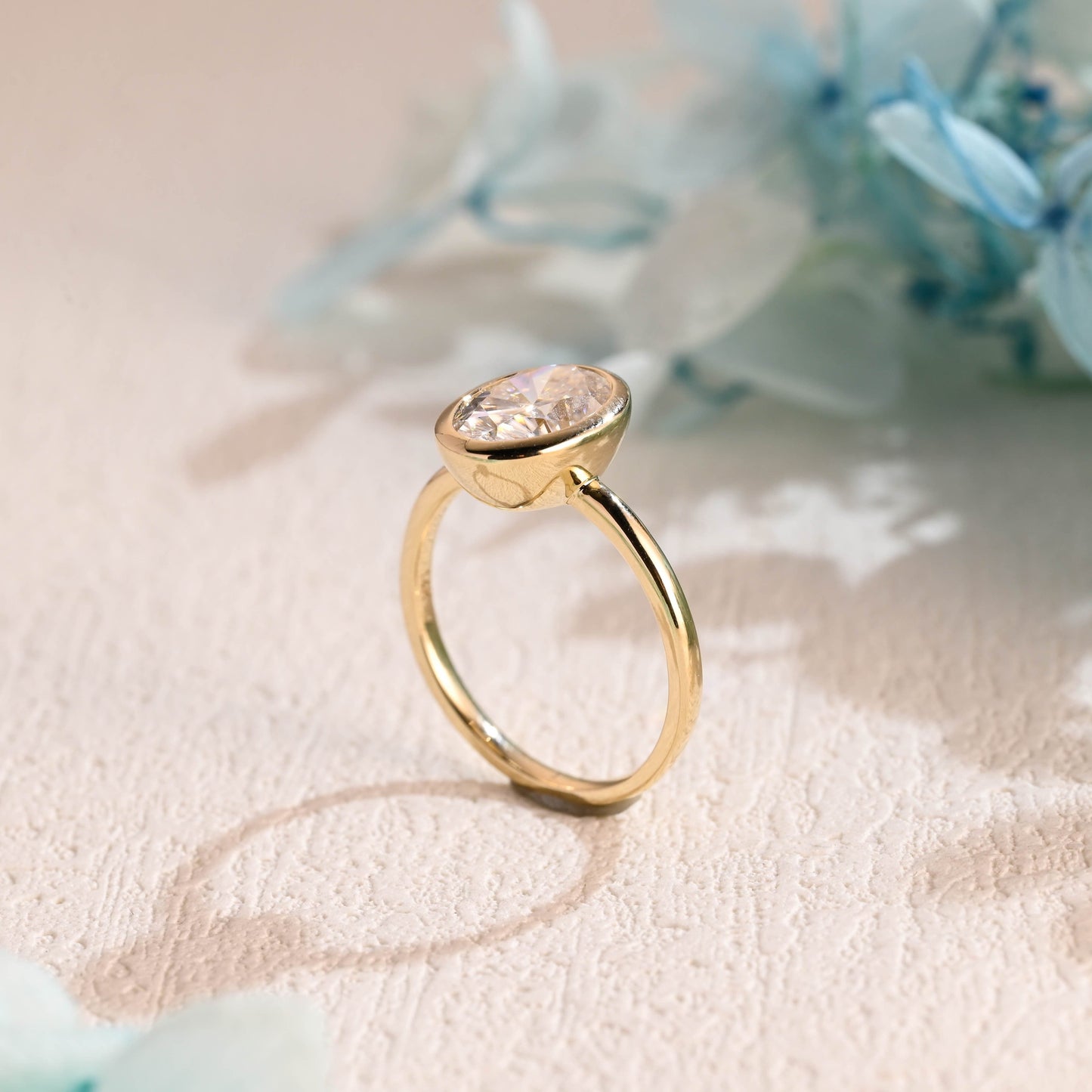 CausYou oval cut moissanite engagement ring CausYou Bezel Oval Cut Moissanite Engagement Ring, Crushed Ice Cut Promise Ring, Proposal Ring, Gift for Woman, Wife