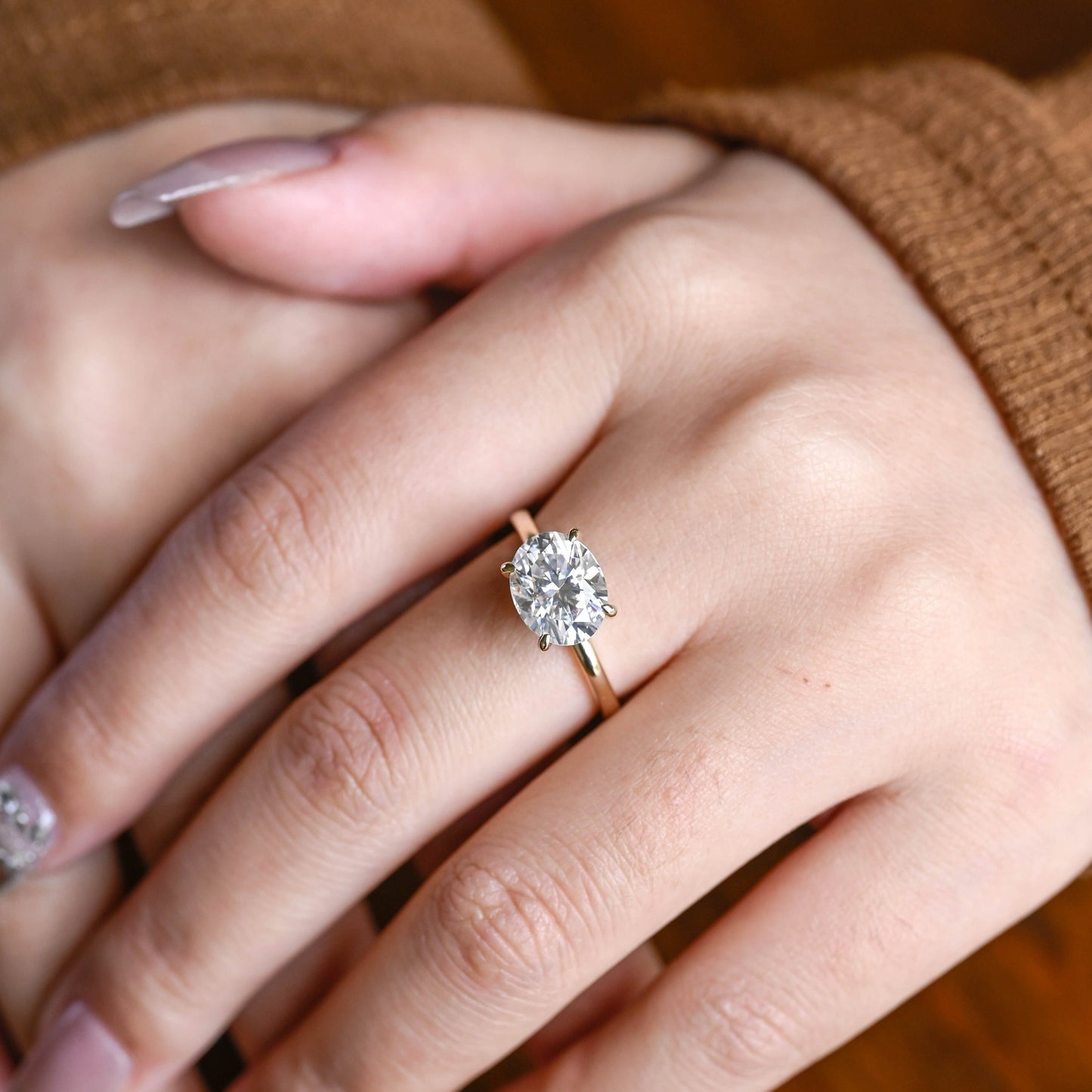 CausYou oval cut moissanite engagement ring CausYou East to West Solid Gold Oval Cut Moissanite Engagement Ring, Solitaire Promise Ring, Proposal Ring, Gift for Woman, Wife